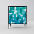 TURQUOISE RECTANGLES Aparador de 1 Porta em Acabamento Preto