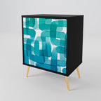 TURQUOISE RECTANGLES Aparador de 1 Porta em Acabamento Preto
