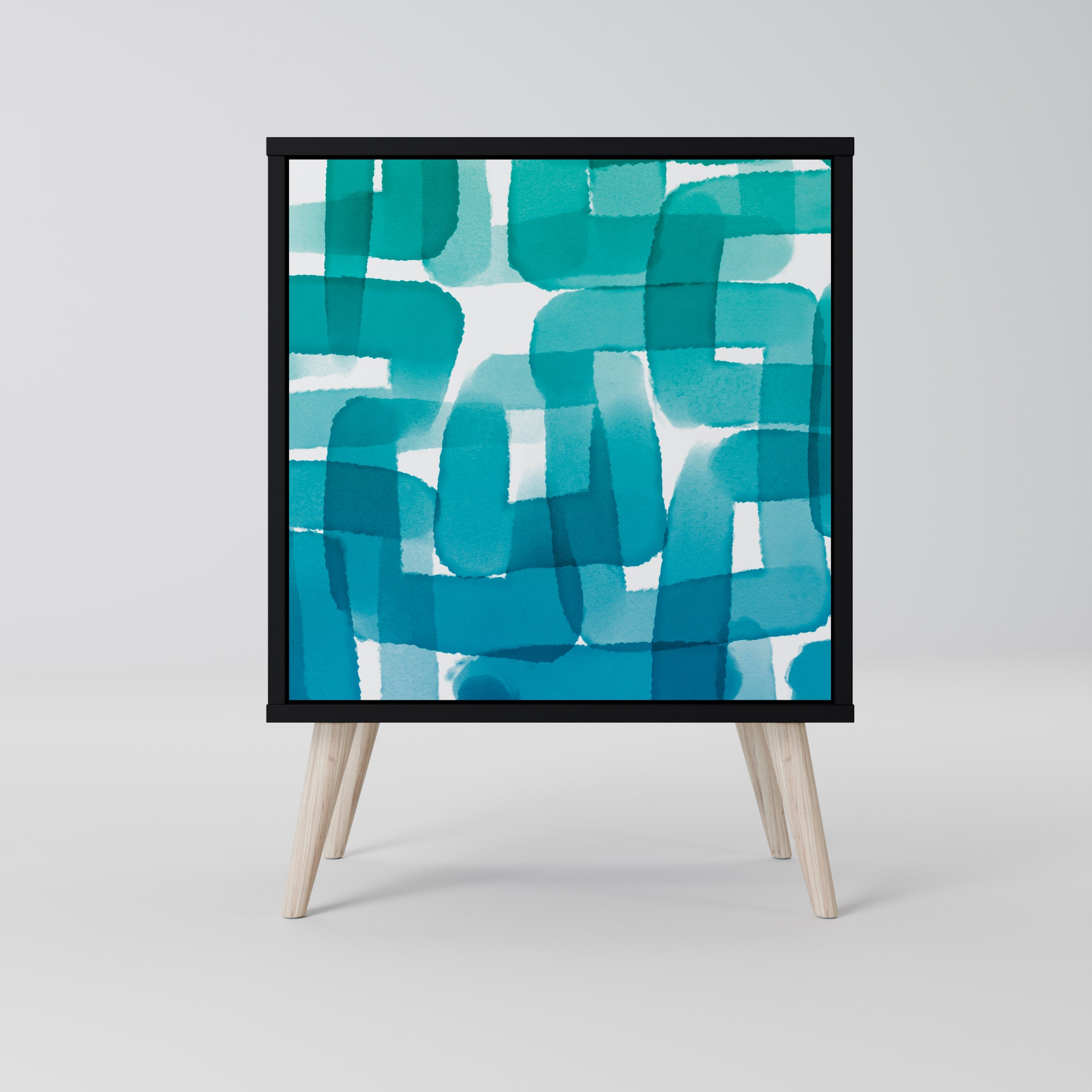 TURQUOISE RECTANGLES Aparador de 1 Porta em Acabamento Preto