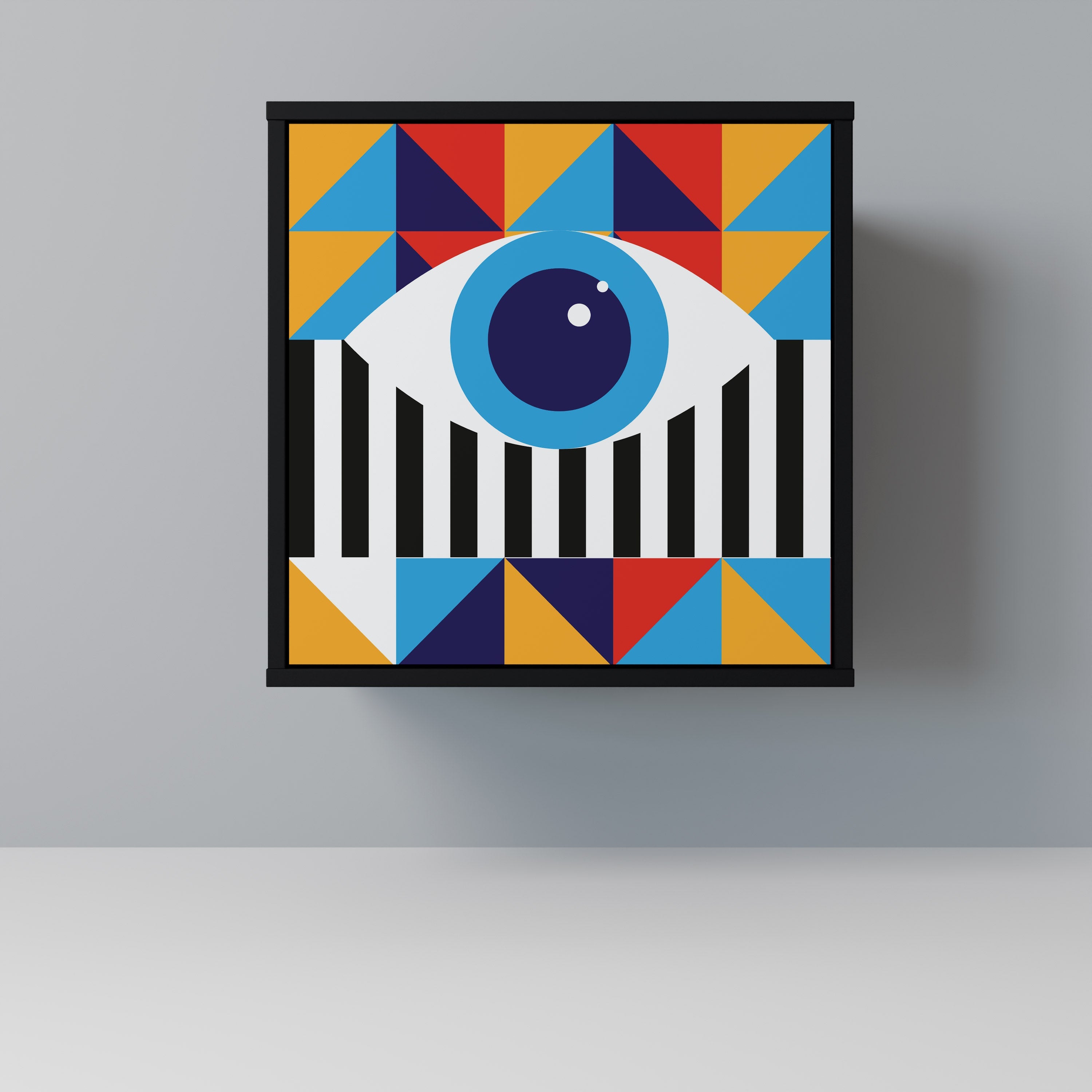 ABSTRACTION AND GEOMETRY Aparador de 1 Porta em Acabamento Preto