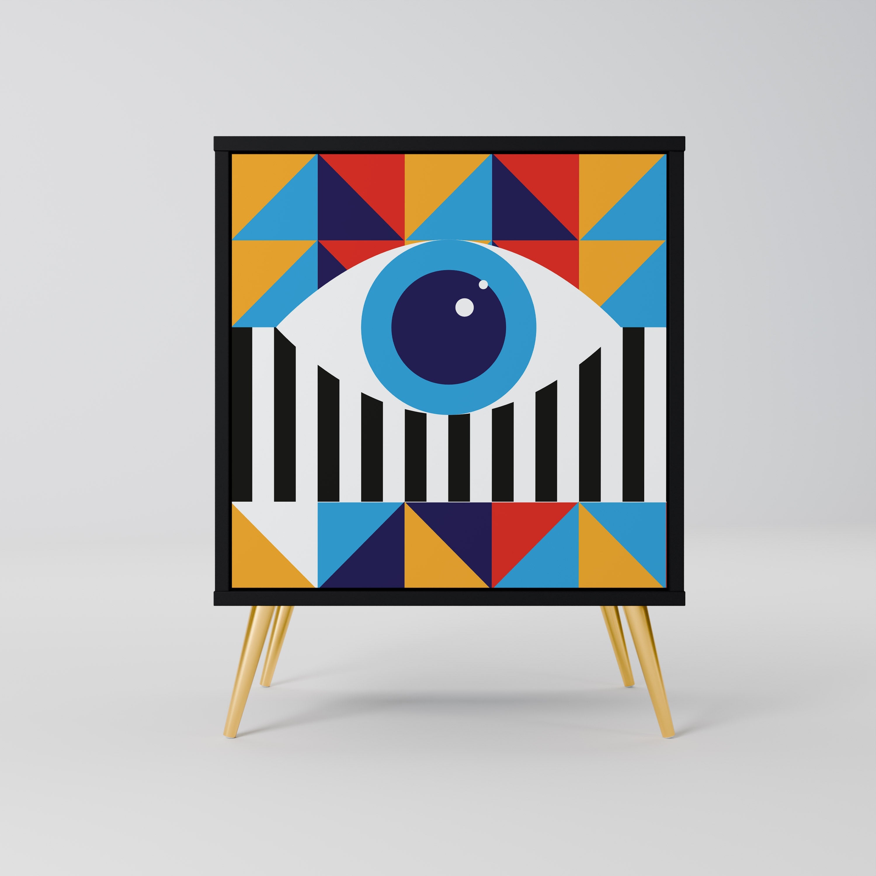 ABSTRACTION AND GEOMETRY Aparador de 1 Porta em Acabamento Preto