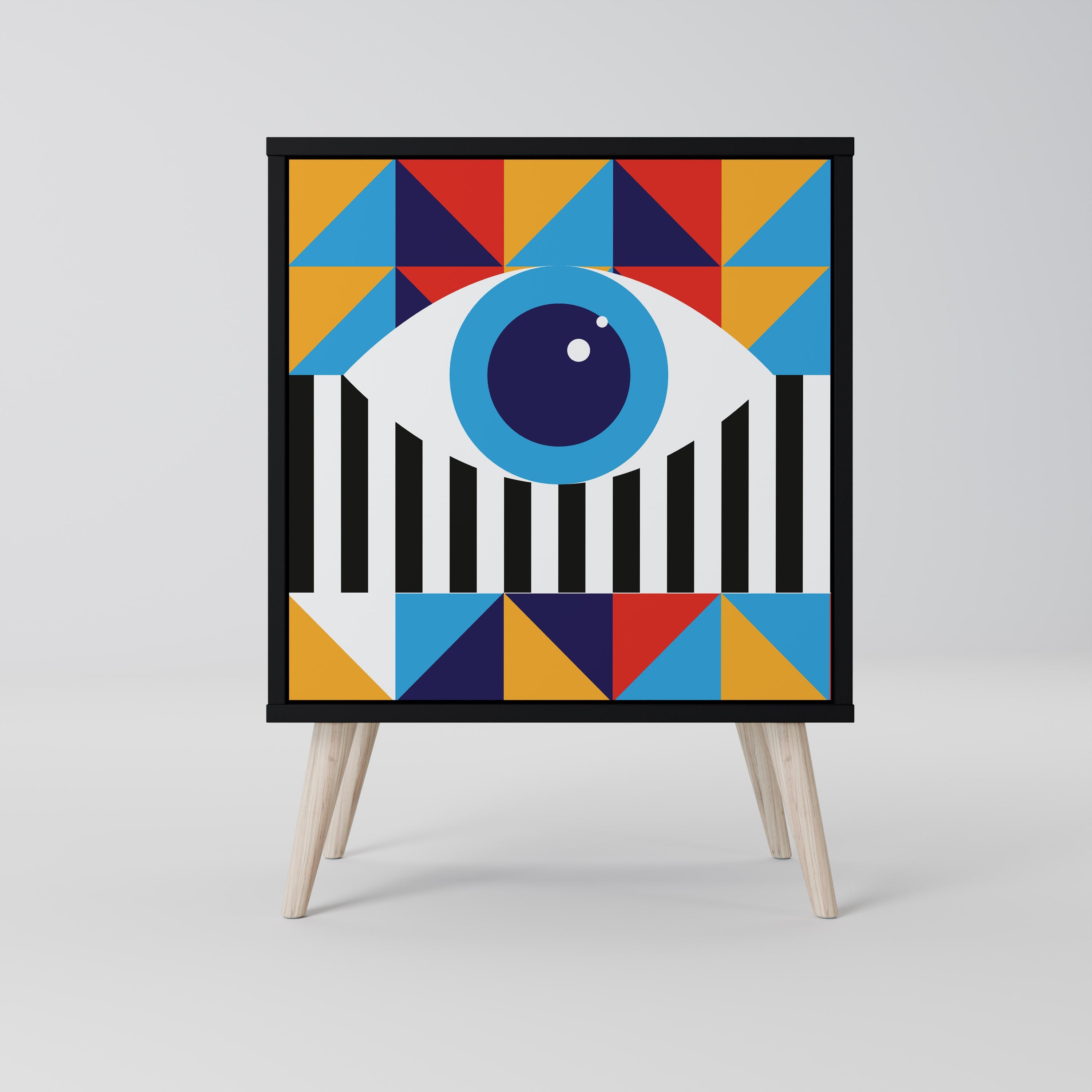 ABSTRACTION AND GEOMETRY Aparador de 1 Porta em Acabamento Preto