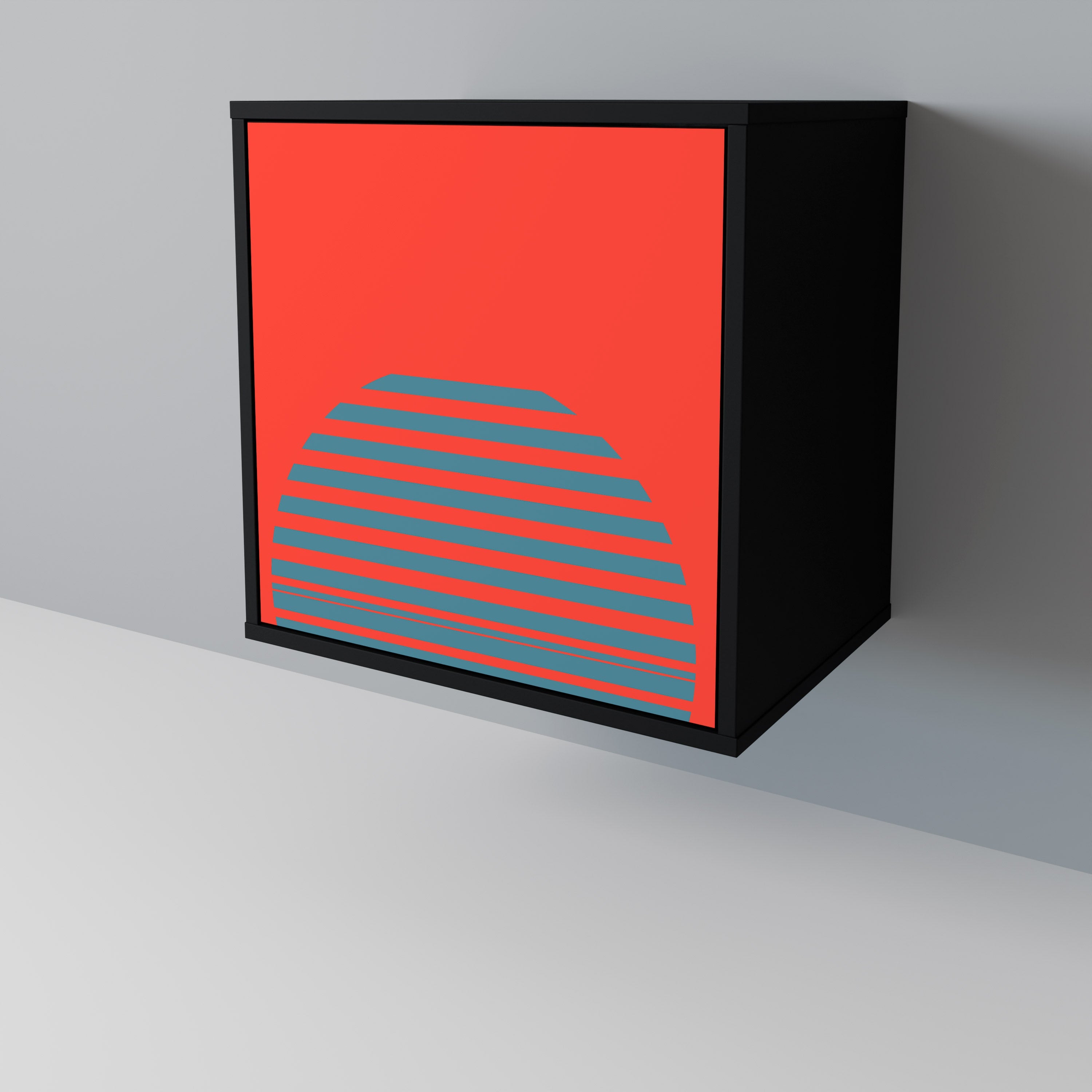 RISING GEOMETRY STARS Aparador de 1 Porta em Acabamento Preto