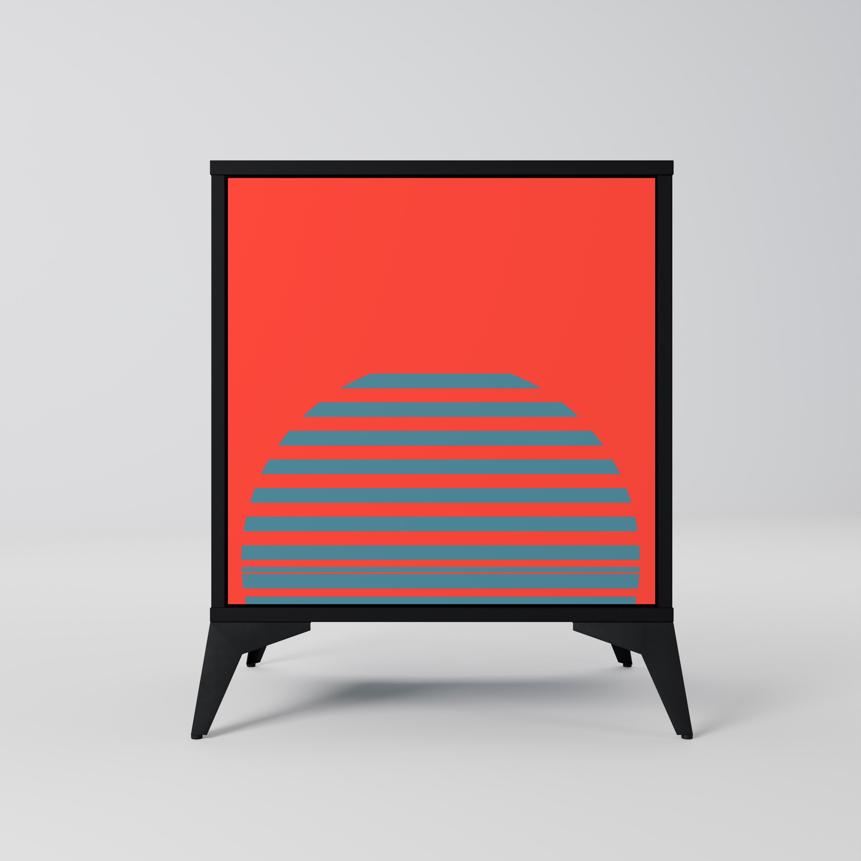 RISING GEOMETRY STARS Aparador de 1 Porta em Acabamento Preto