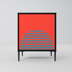 RISING GEOMETRY STARS Aparador de 1 Porta em Acabamento Preto