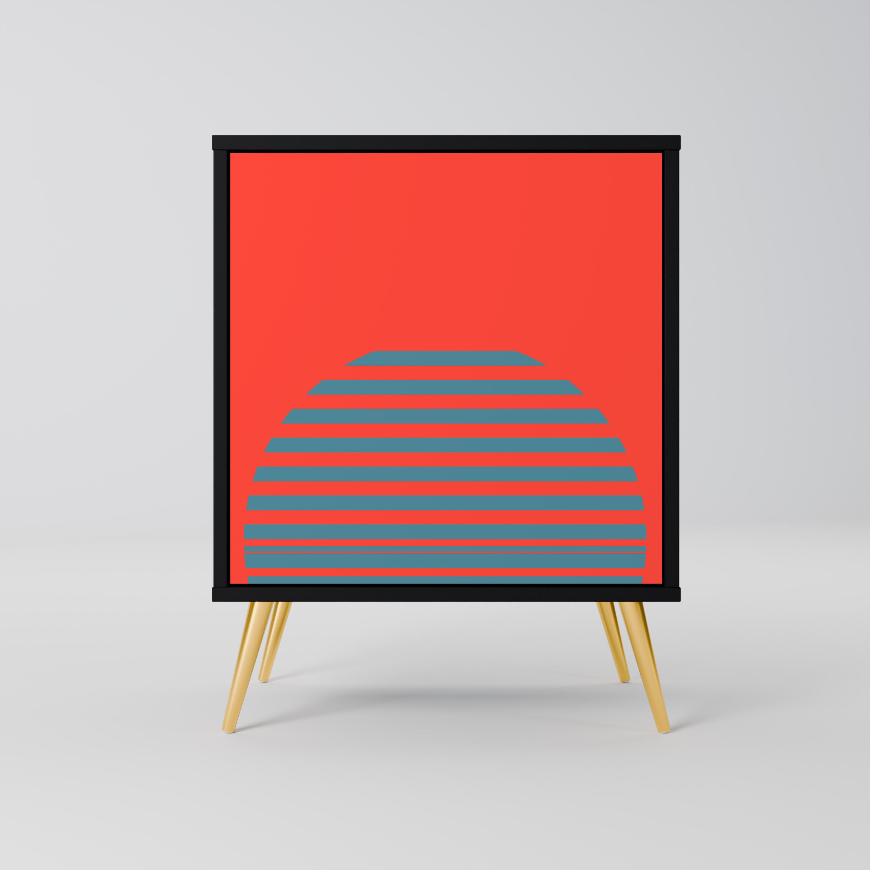 RISING GEOMETRY STARS Aparador de 1 Porta em Acabamento Preto