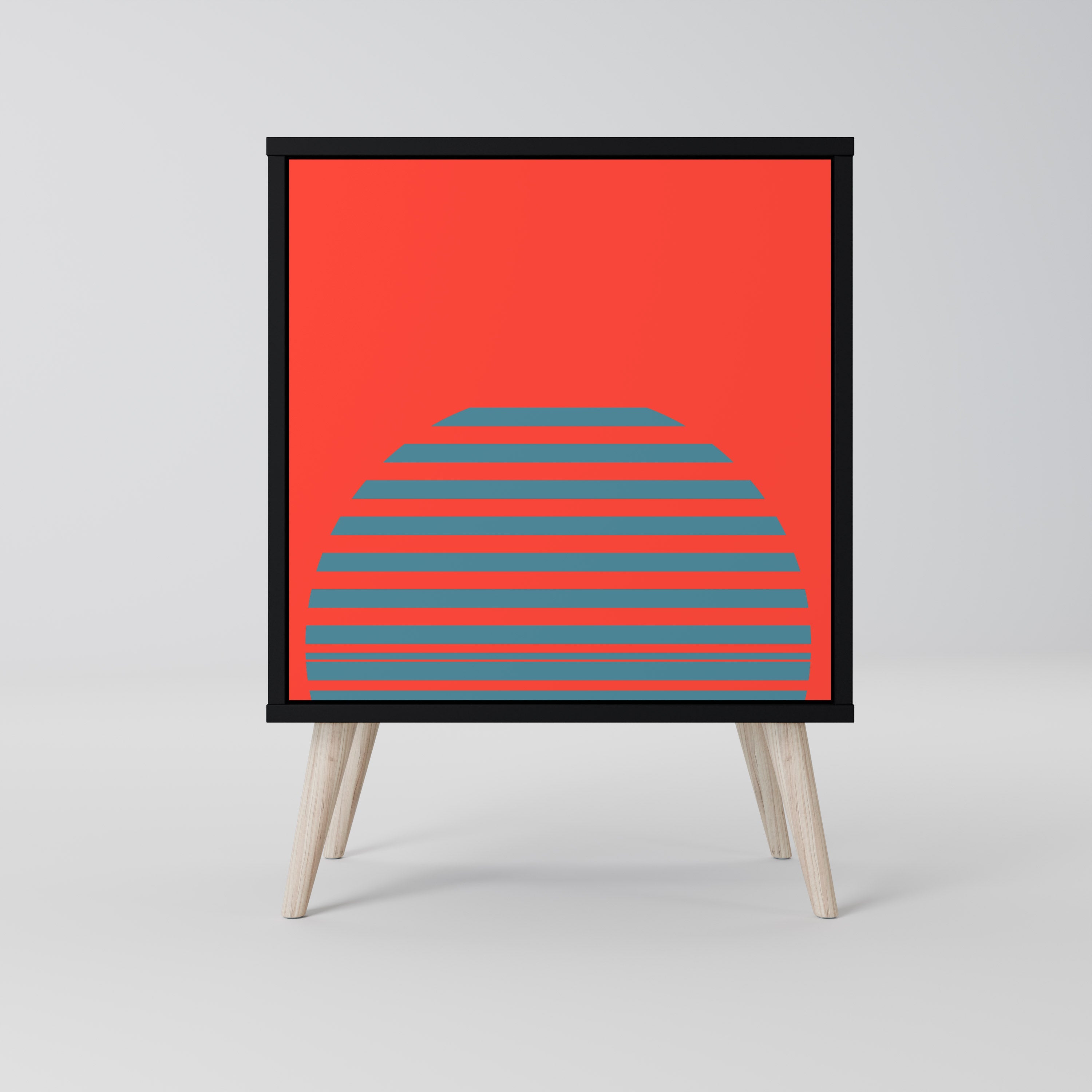 RISING GEOMETRY STARS Aparador de 1 Porta em Acabamento Preto