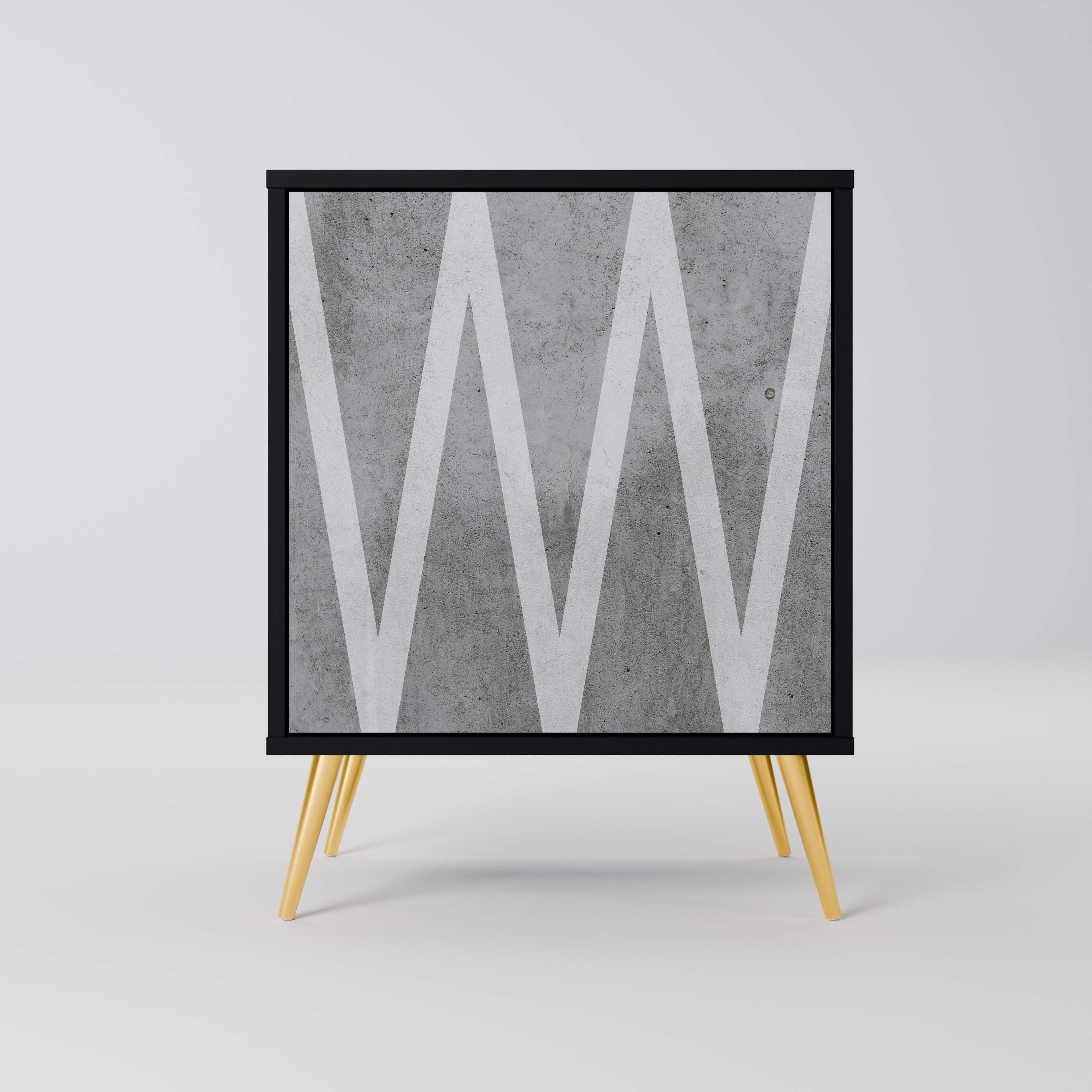 SOLID ZIG ZAG Aparador de 1 Porta em Acabamento Preto