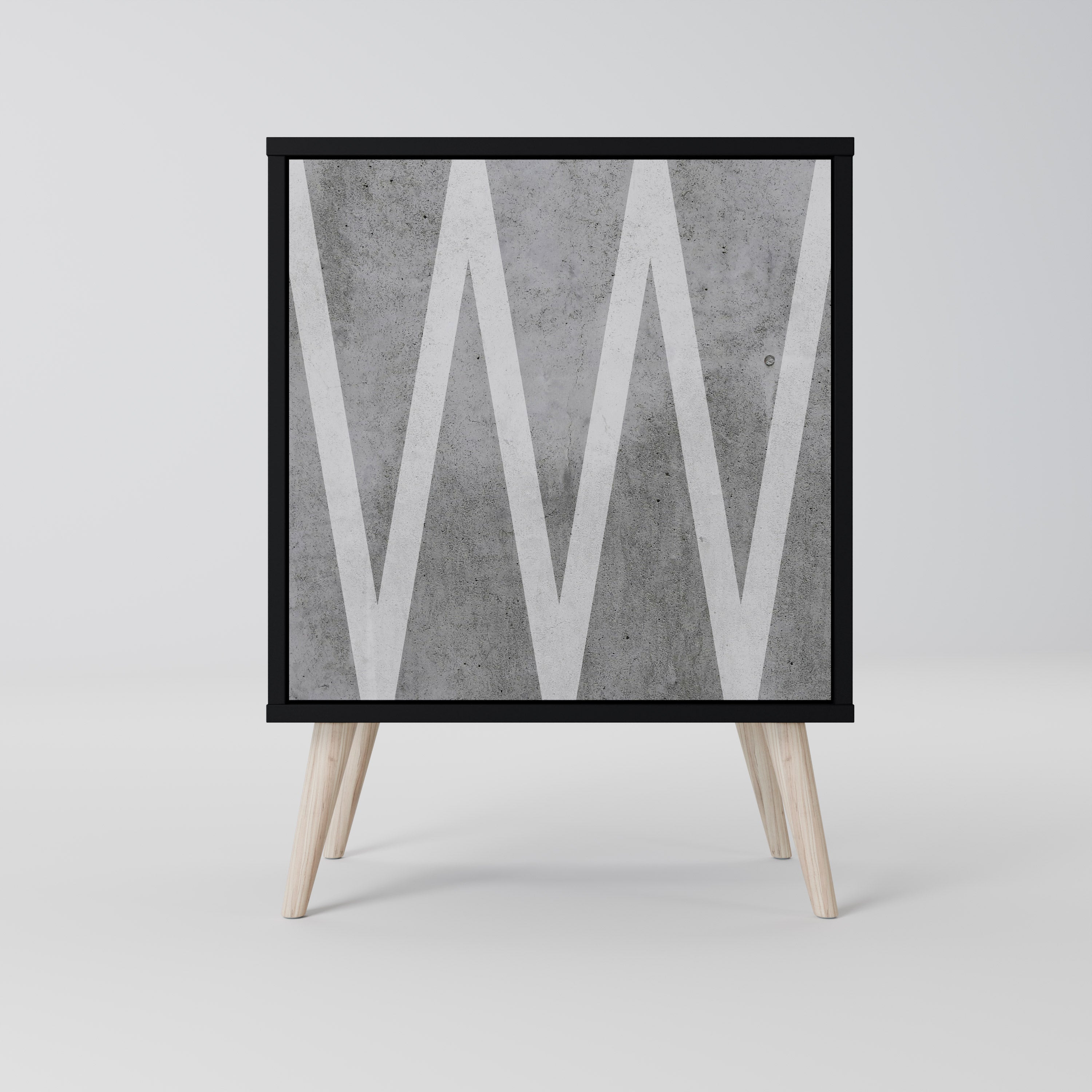 SOLID ZIG ZAG Aparador de 1 Porta em Acabamento Preto