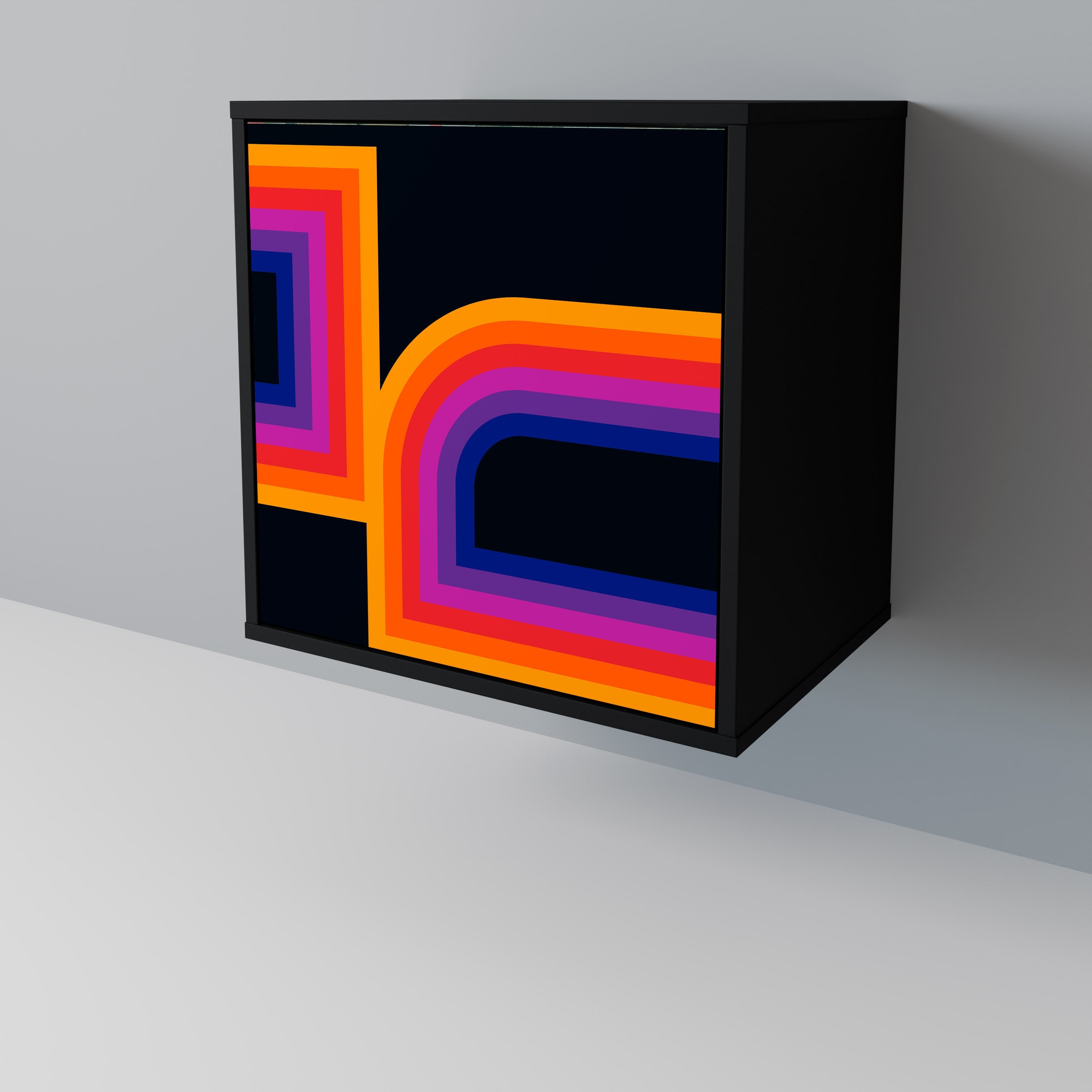 BLINDED BY THE LIGHTS Aparador de 1 Porta em Acabamento Preto