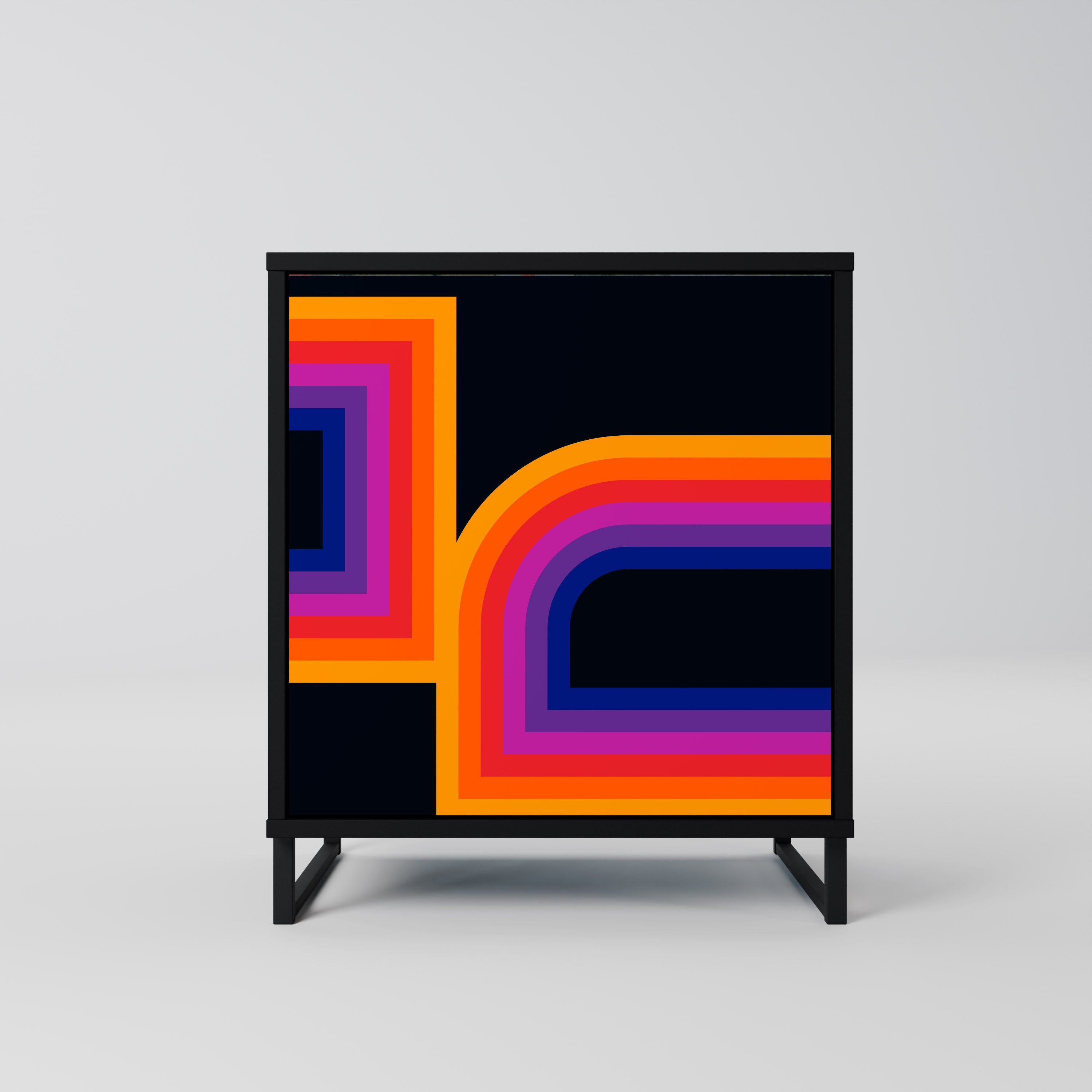 BLINDED BY THE LIGHTS Aparador de 1 Porta em Acabamento Preto