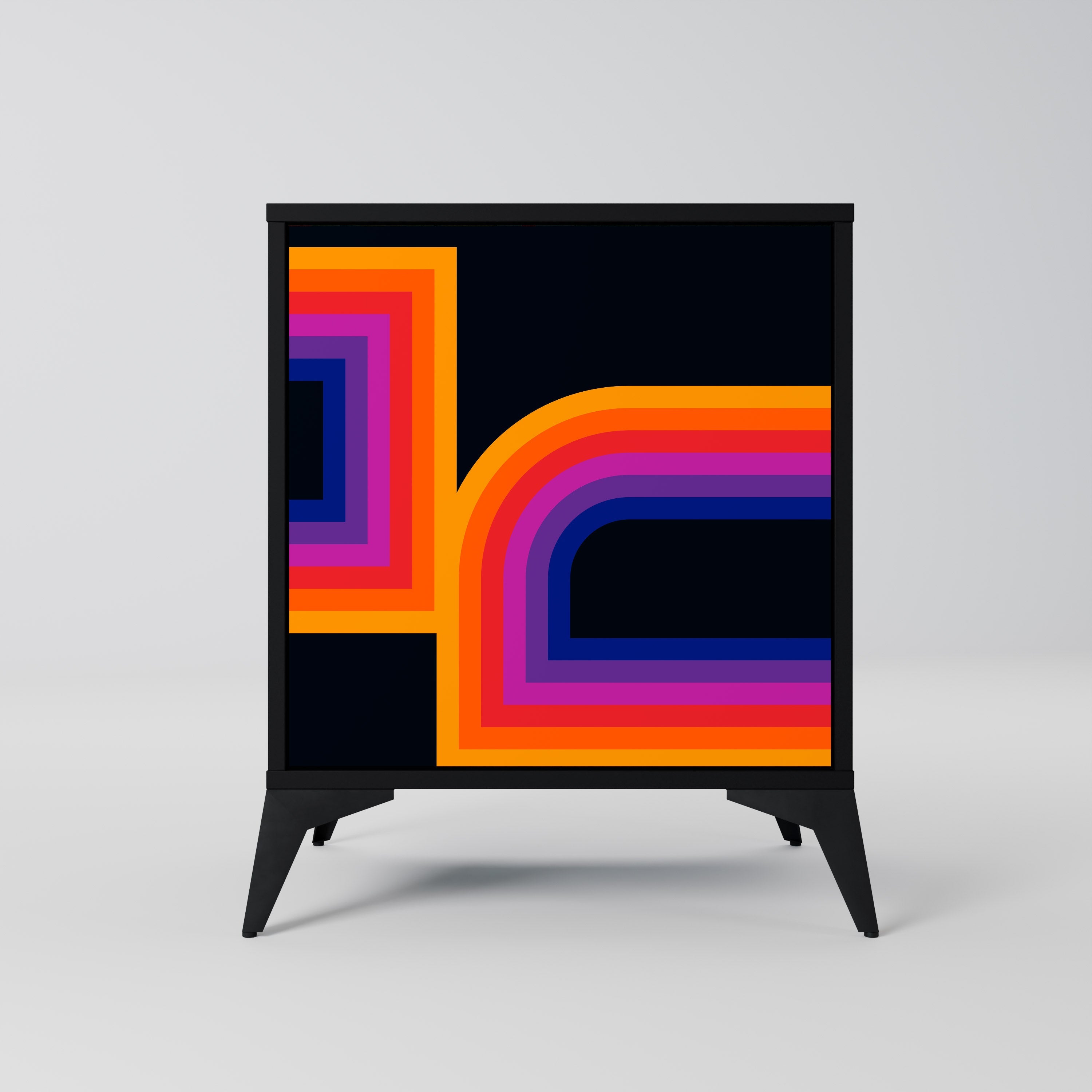 BLINDED BY THE LIGHTS Aparador de 1 Porta em Acabamento Preto