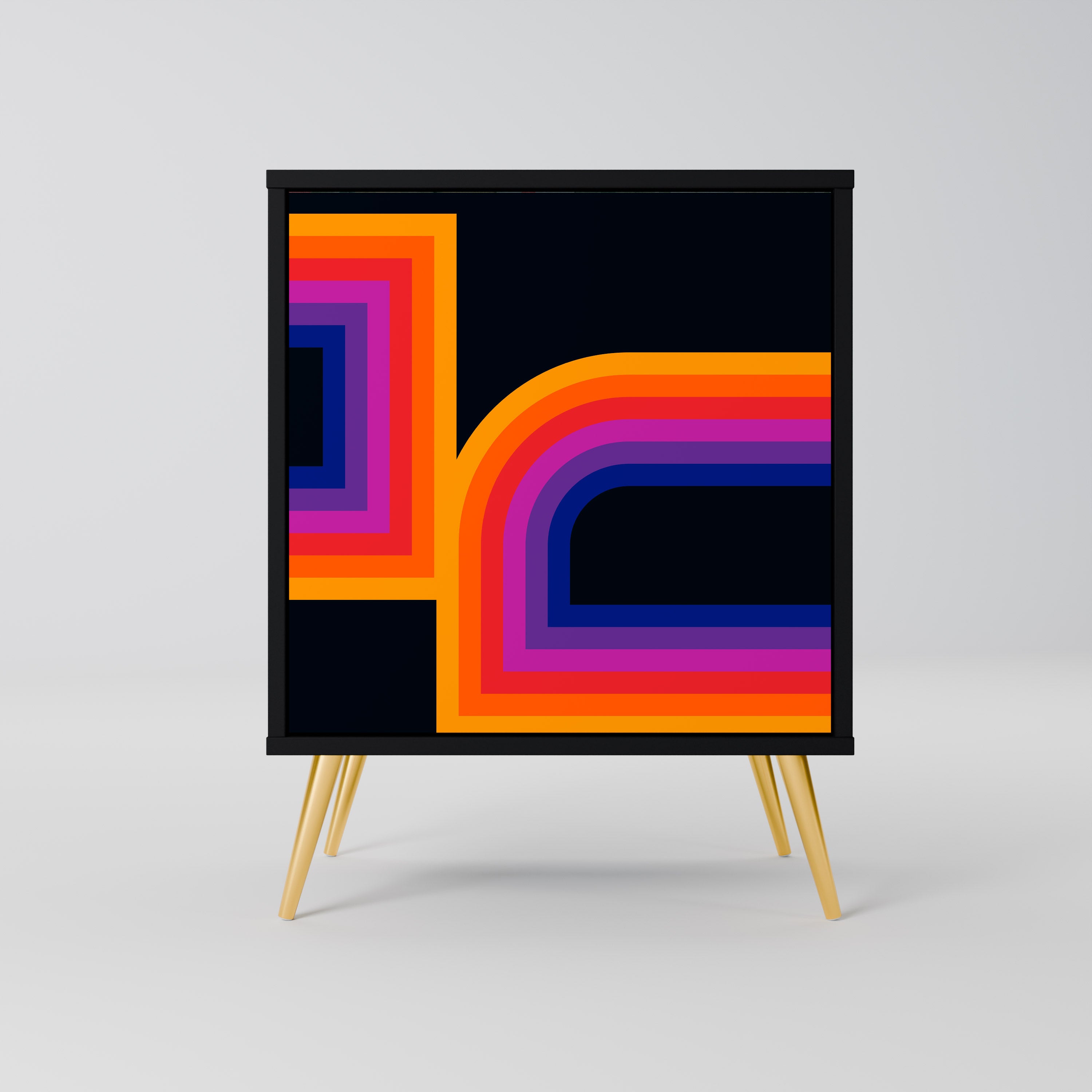 BLINDED BY THE LIGHTS Aparador de 1 Porta em Acabamento Preto