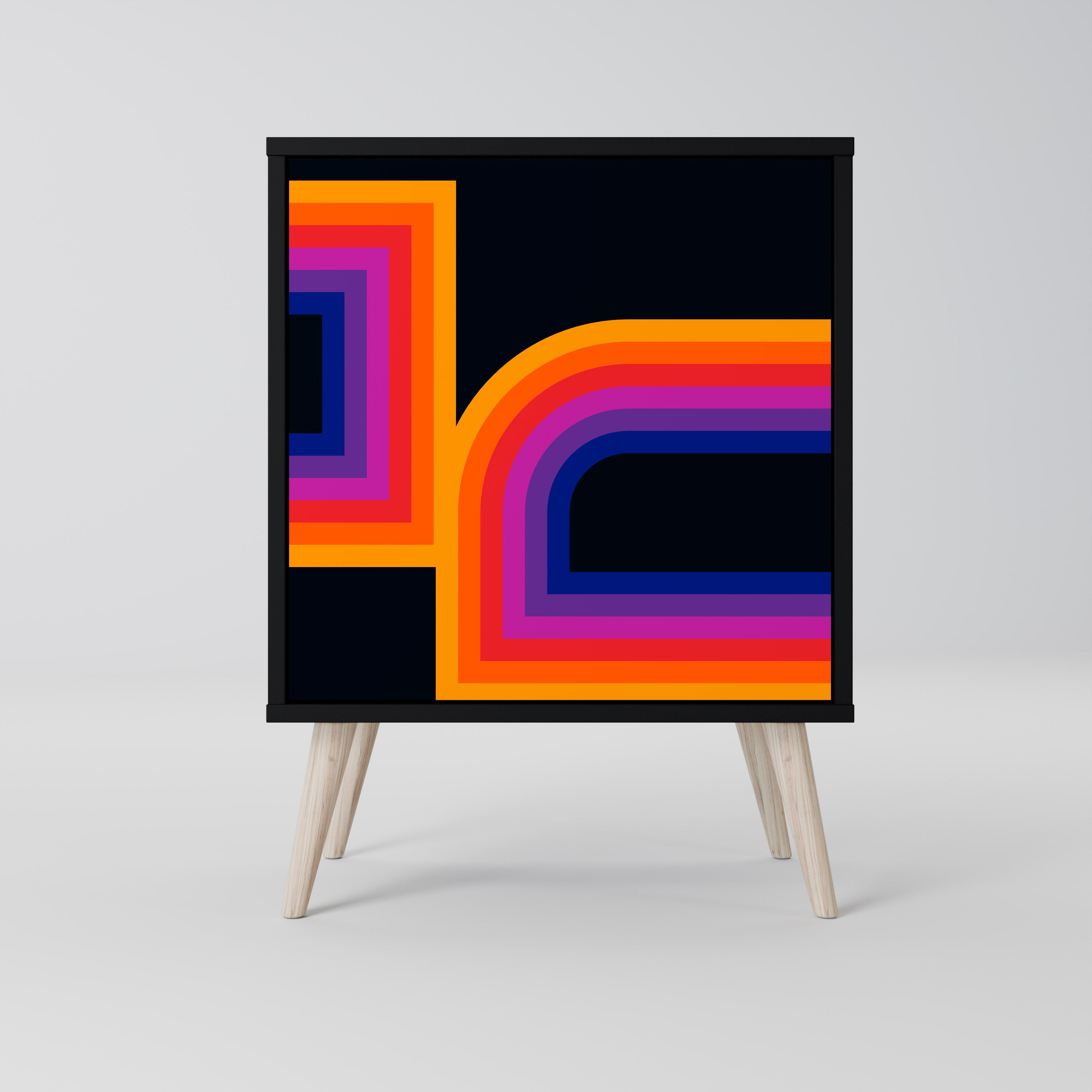 BLINDED BY THE LIGHTS Aparador de 1 Porta em Acabamento Preto