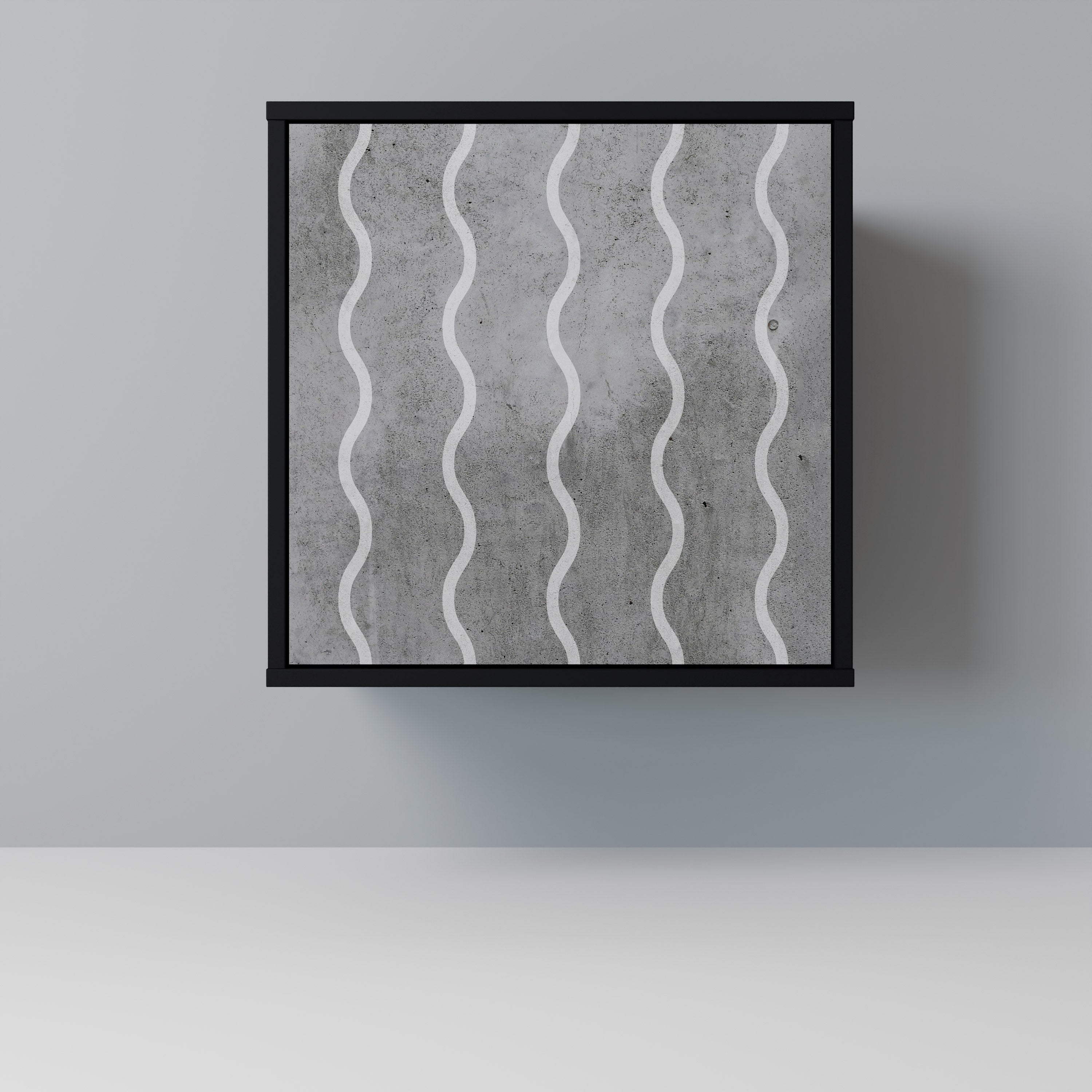 WAVES OF CONCRETE Aparador de 1 Porta em Acabamento Preto