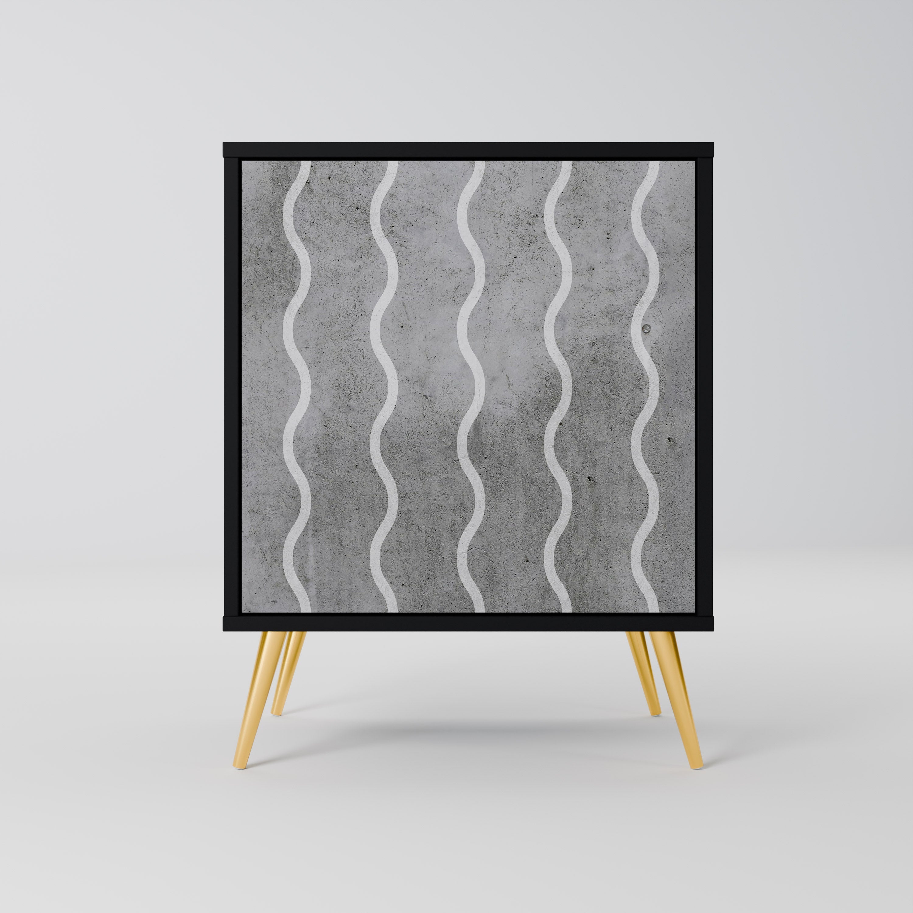 WAVES OF CONCRETE Aparador de 1 Porta em Acabamento Preto