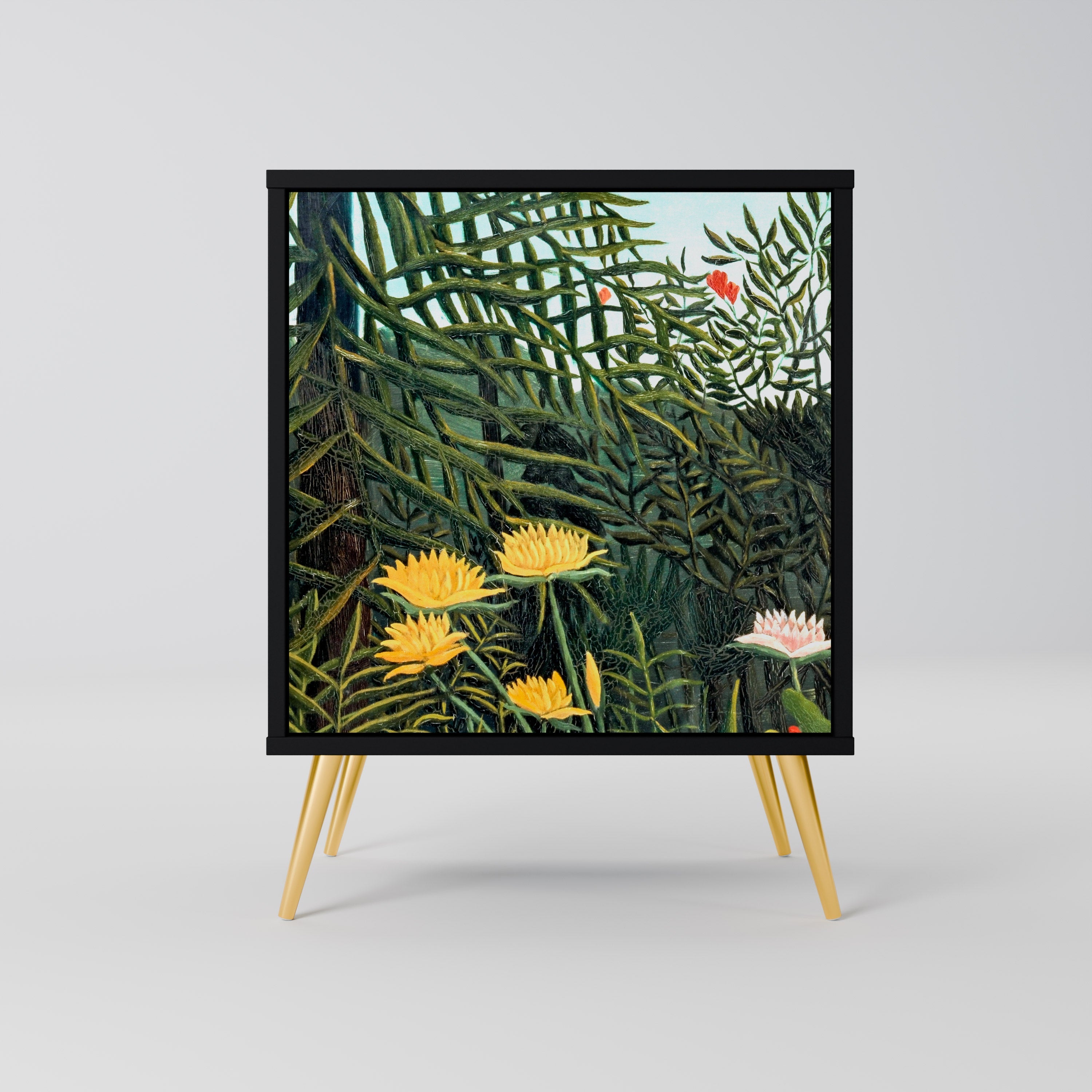 VIRGIN FOREST WITH SUNSET Aparador de 1 Porta em Acabamento Preto