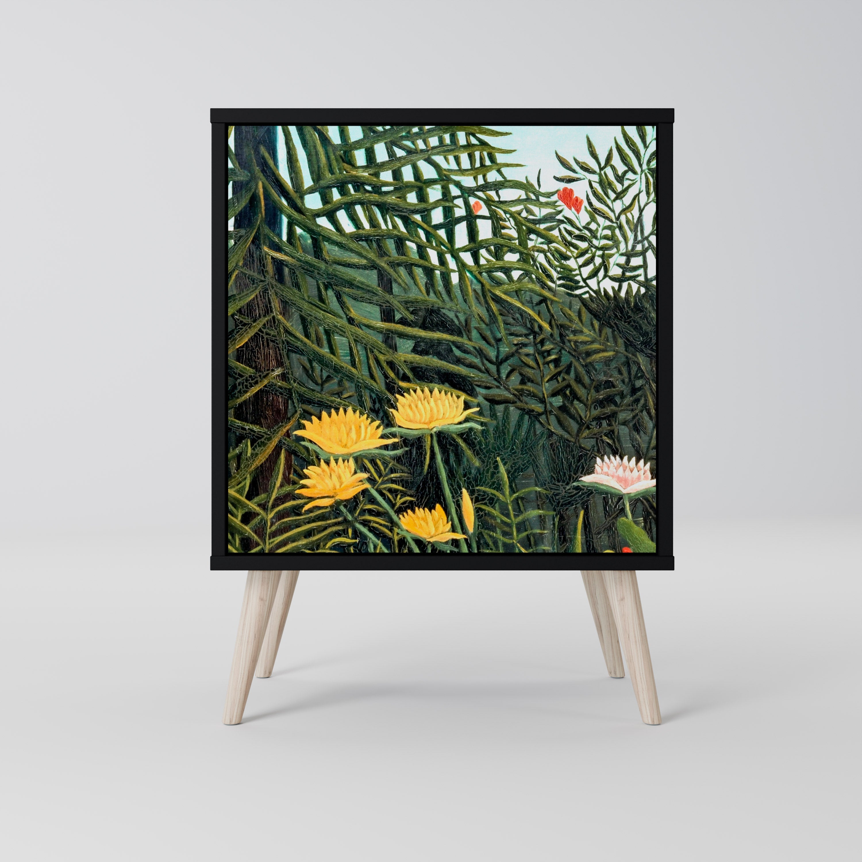 VIRGIN FOREST WITH SUNSET Aparador de 1 Porta em Acabamento Preto