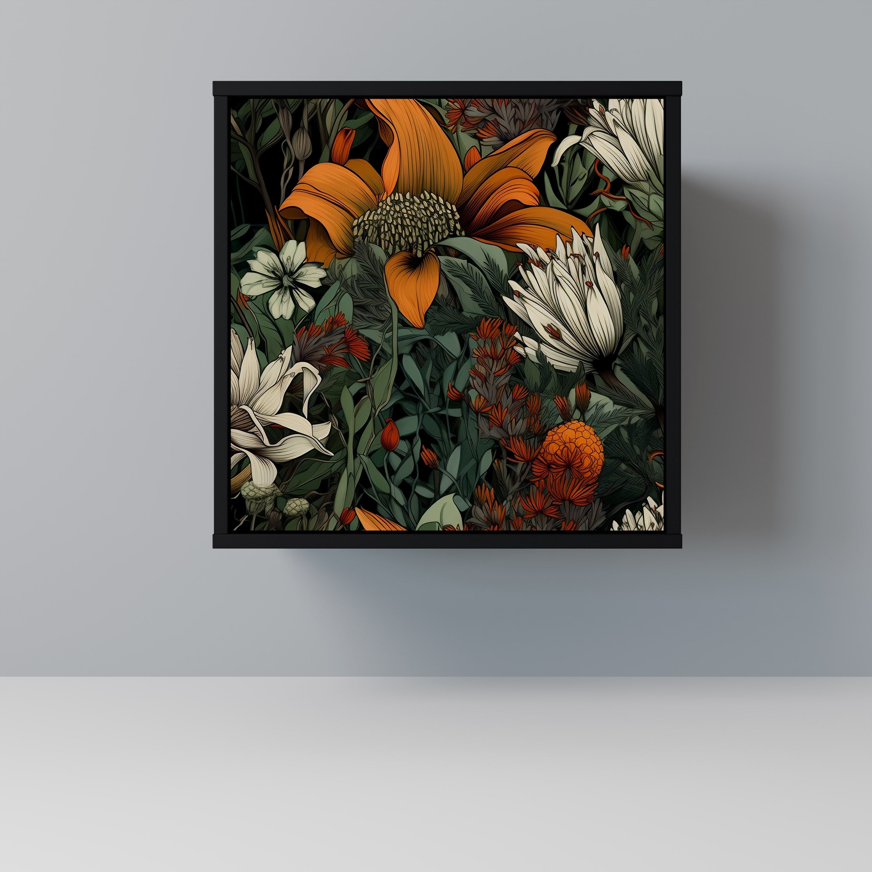 MIDNIGHT SPROUT Aparador de 1 Porta em Acabamento Preto