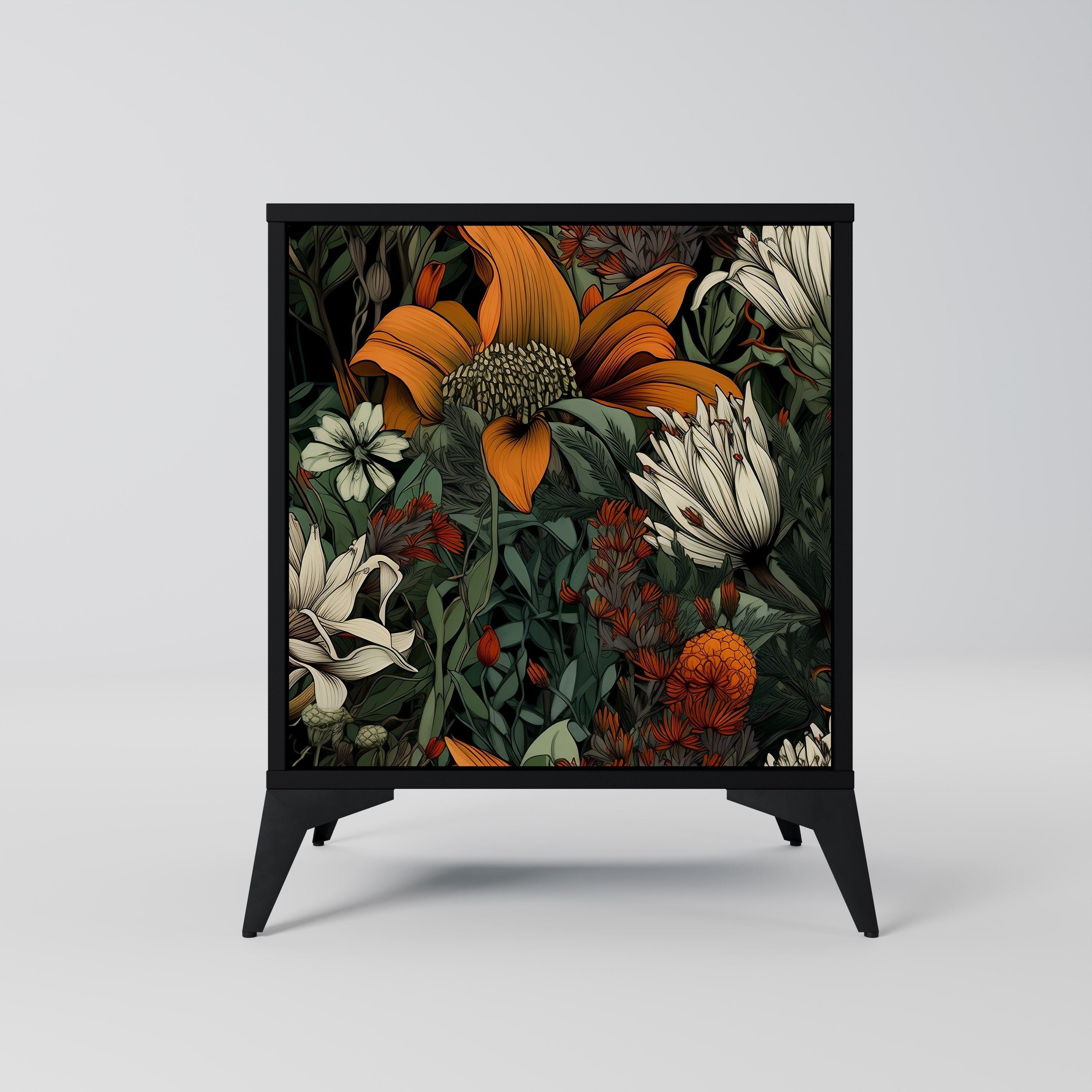 MIDNIGHT SPROUT Aparador de 1 Porta em Acabamento Preto