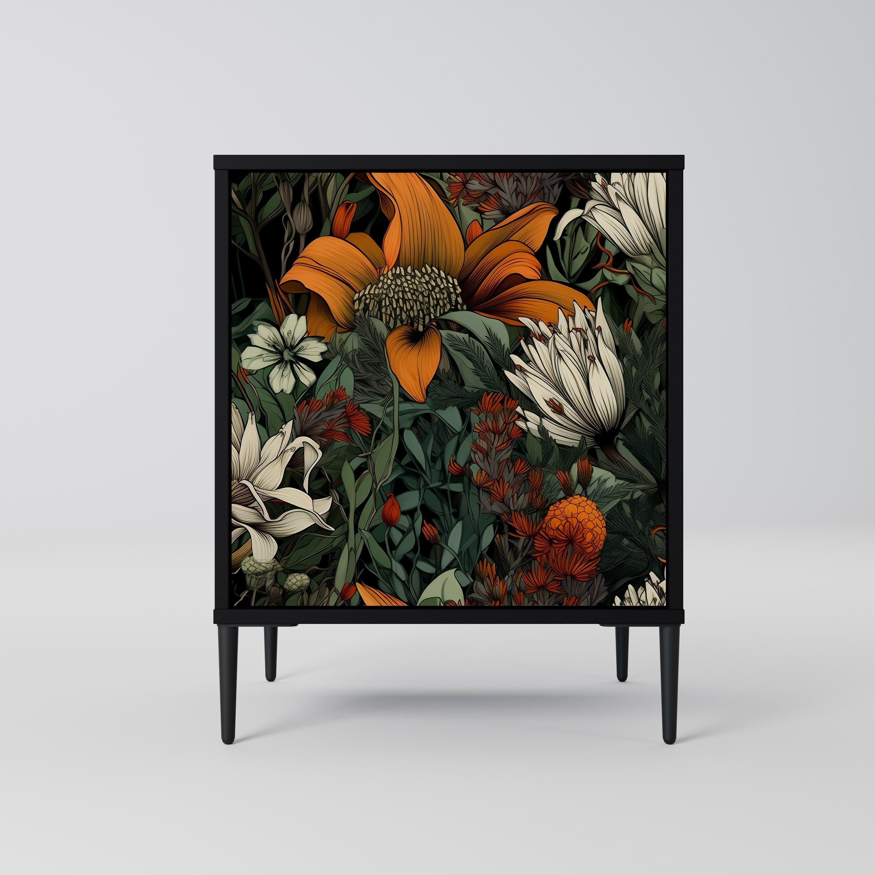 MIDNIGHT SPROUT Aparador de 1 Porta em Acabamento Preto