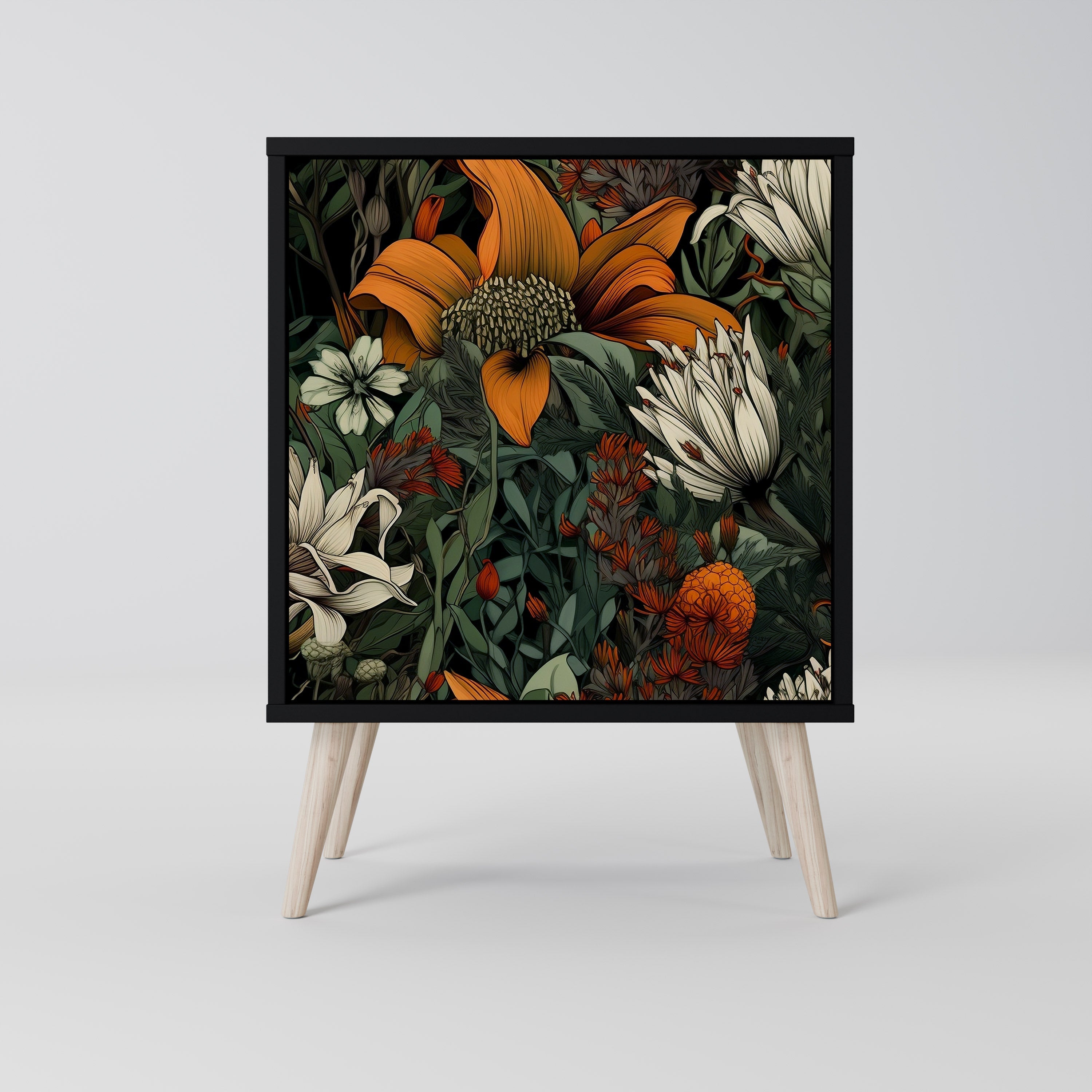 MIDNIGHT SPROUT Aparador de 1 Porta em Acabamento Preto