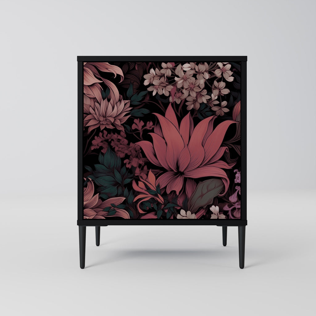 FLORAL WHISPER 1-Door Sideboard in Black Finish