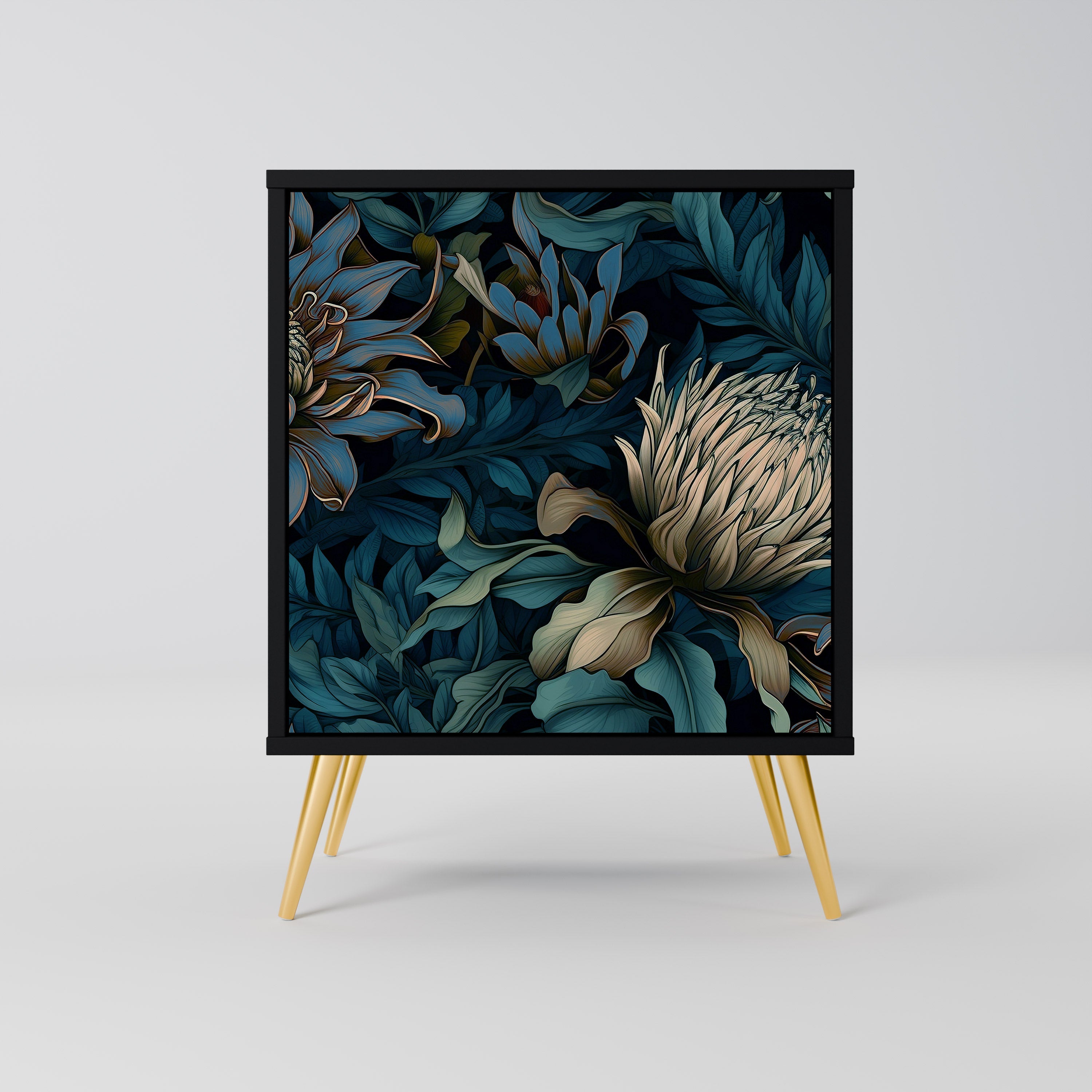 TWILIGHT BLOOM Aparador de 1 Porta em Acabamento Preto