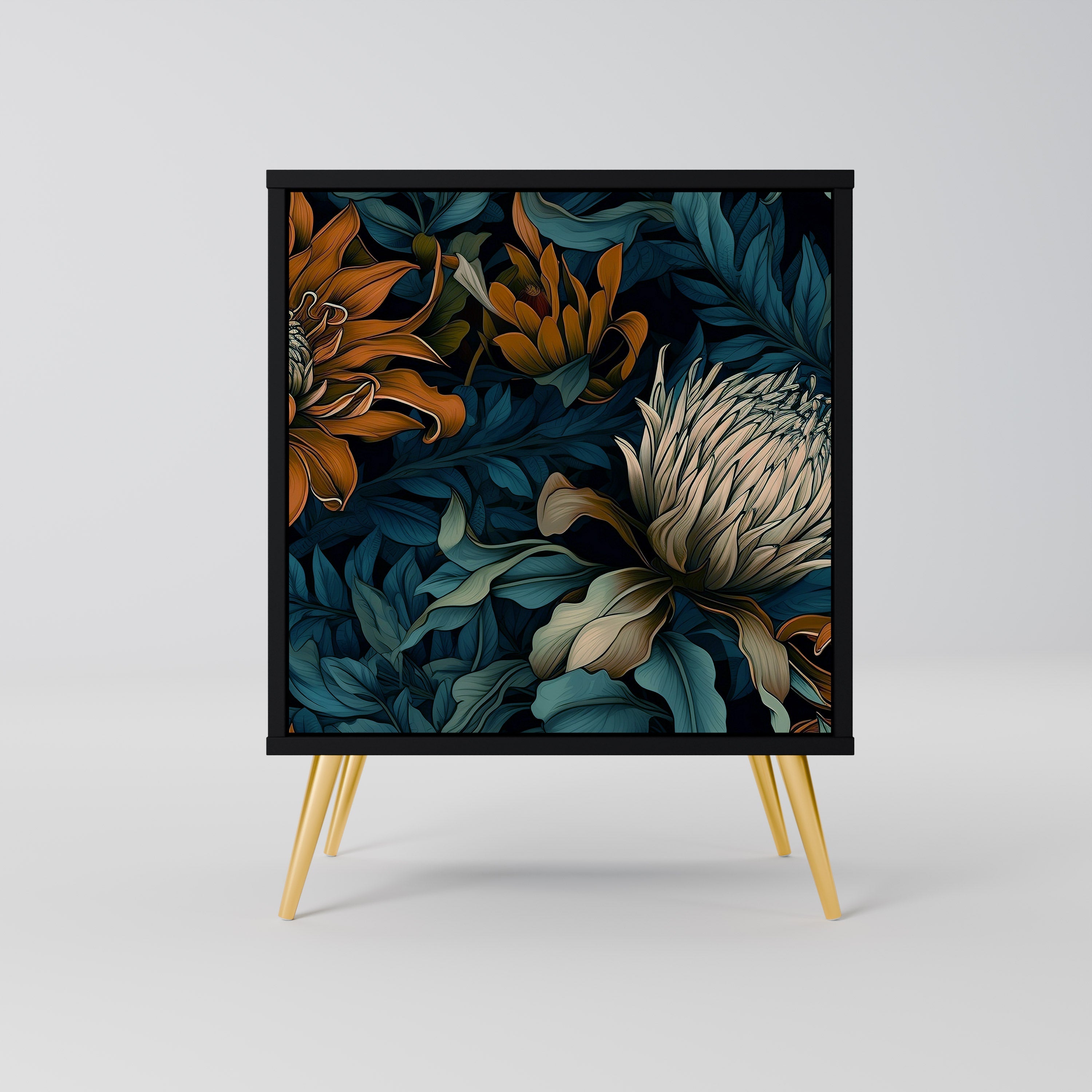 MORNING BLOOM Aparador de 1 Porta em Acabamento Preto