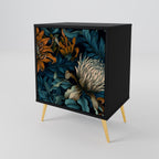MORNING BLOOM 1-Door Sideboard in Black Finish