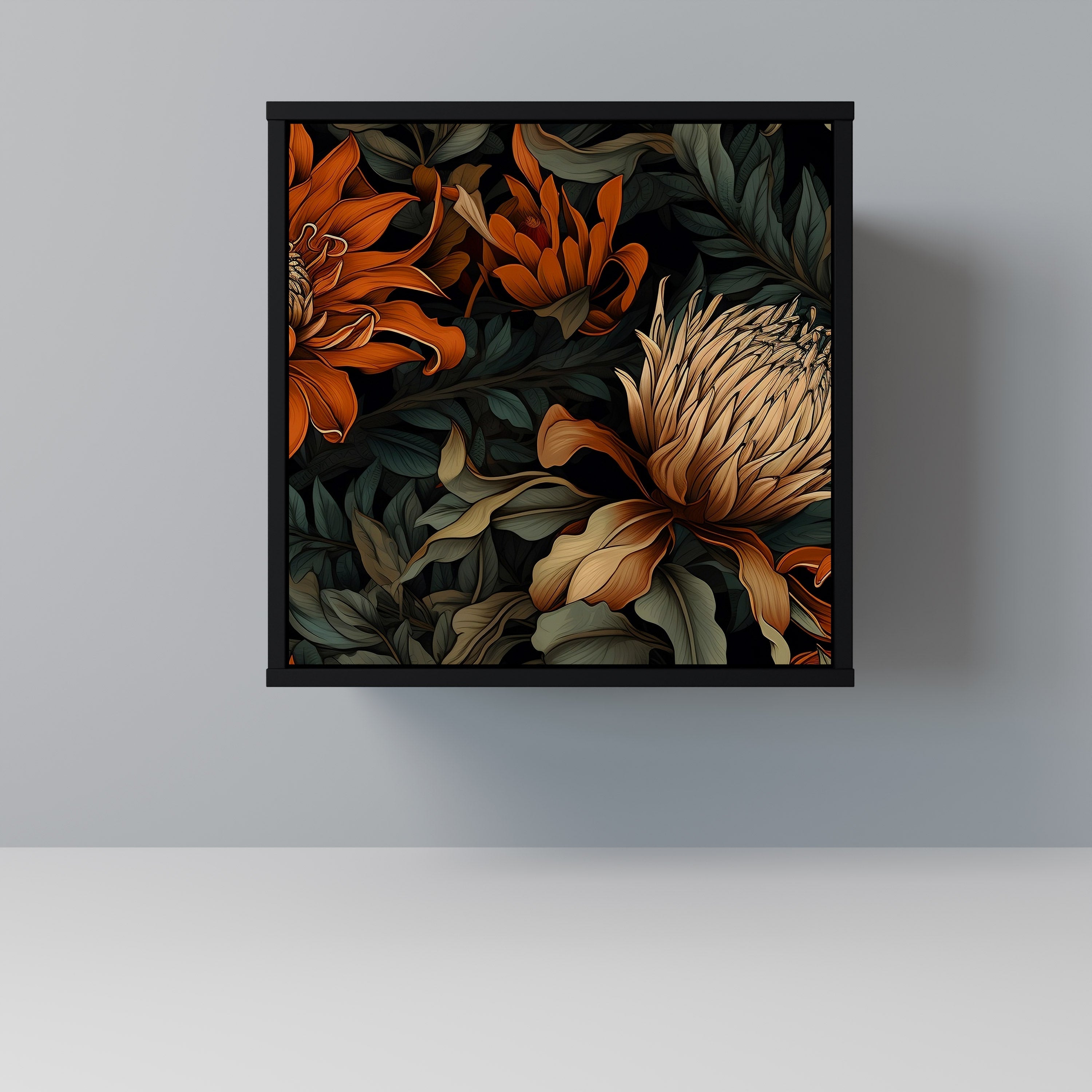 DAWN BLOOM Aparador de 1 Porta em Acabamento Preto