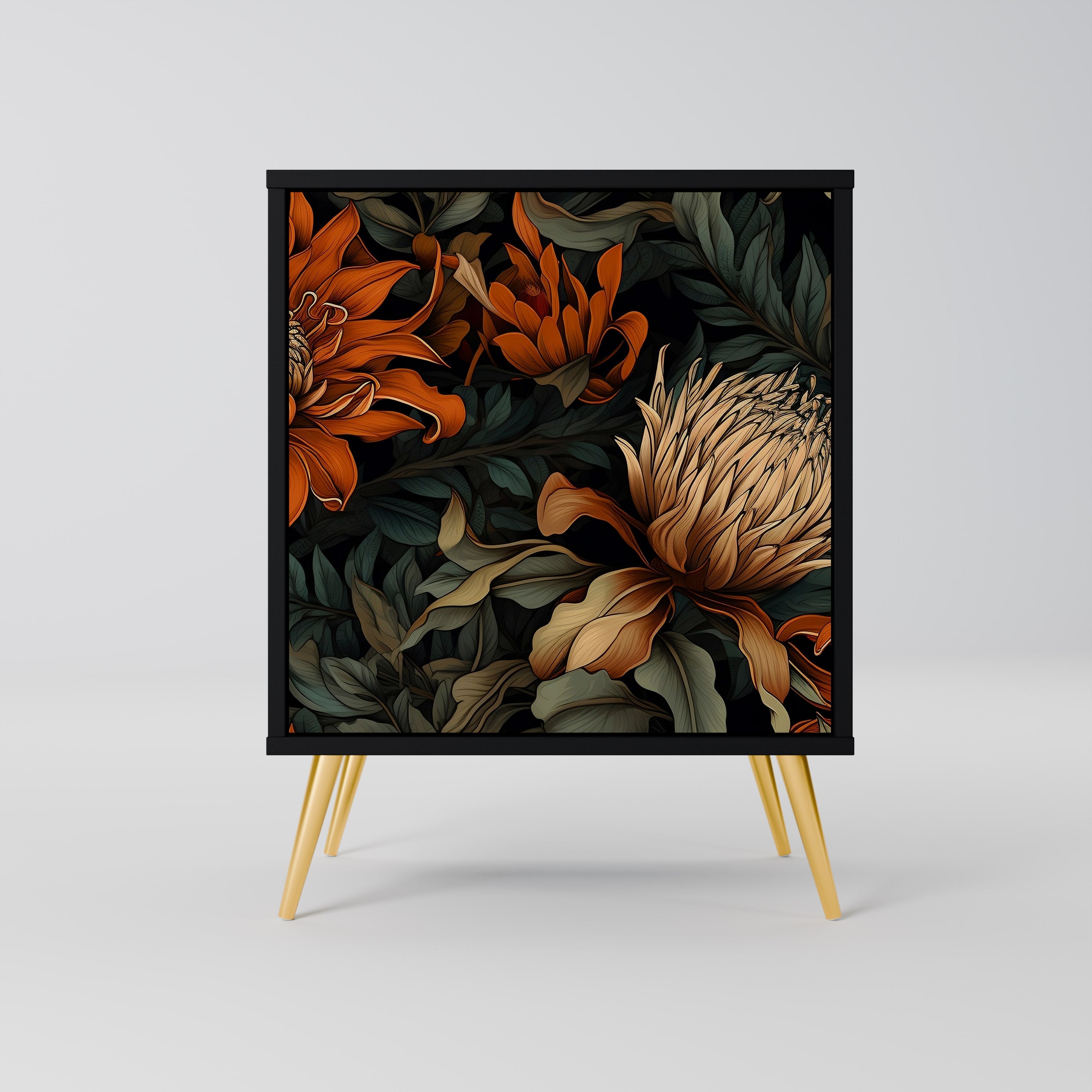 DAWN BLOOM Aparador de 1 Porta em Acabamento Preto