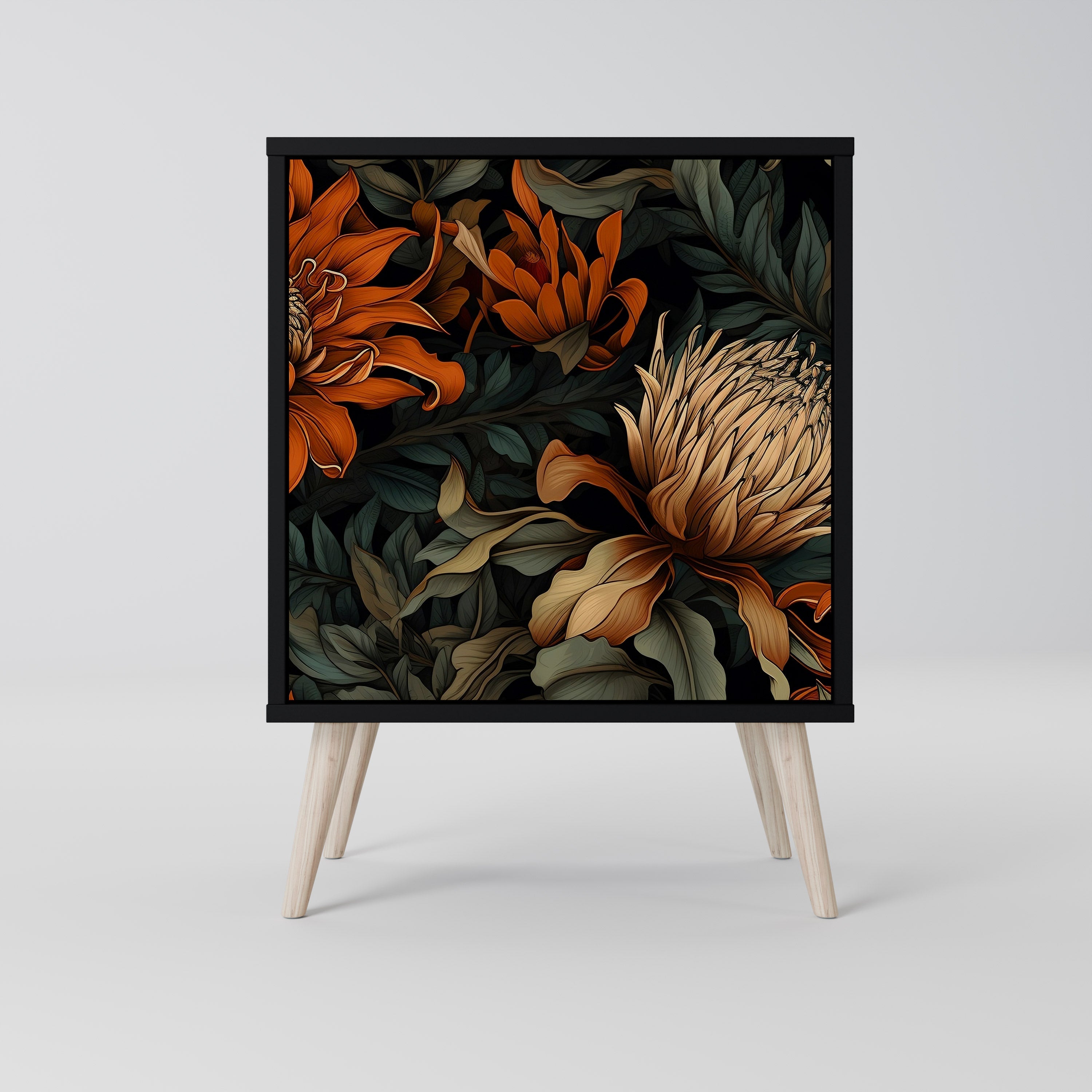 DAWN BLOOM Aparador de 1 Porta em Acabamento Preto