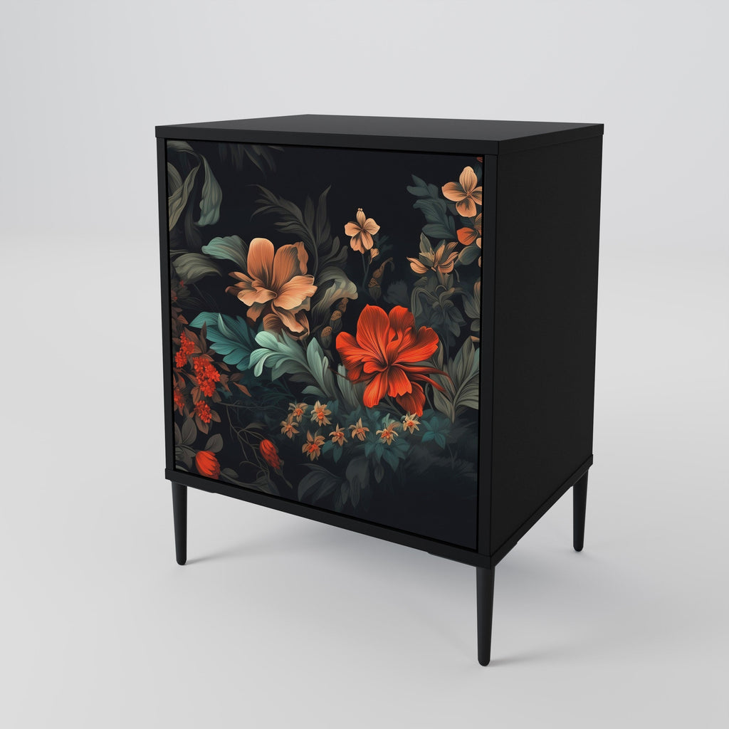 IMAGINARY BLOSSOM 1-Door Sideboard in Black Finish