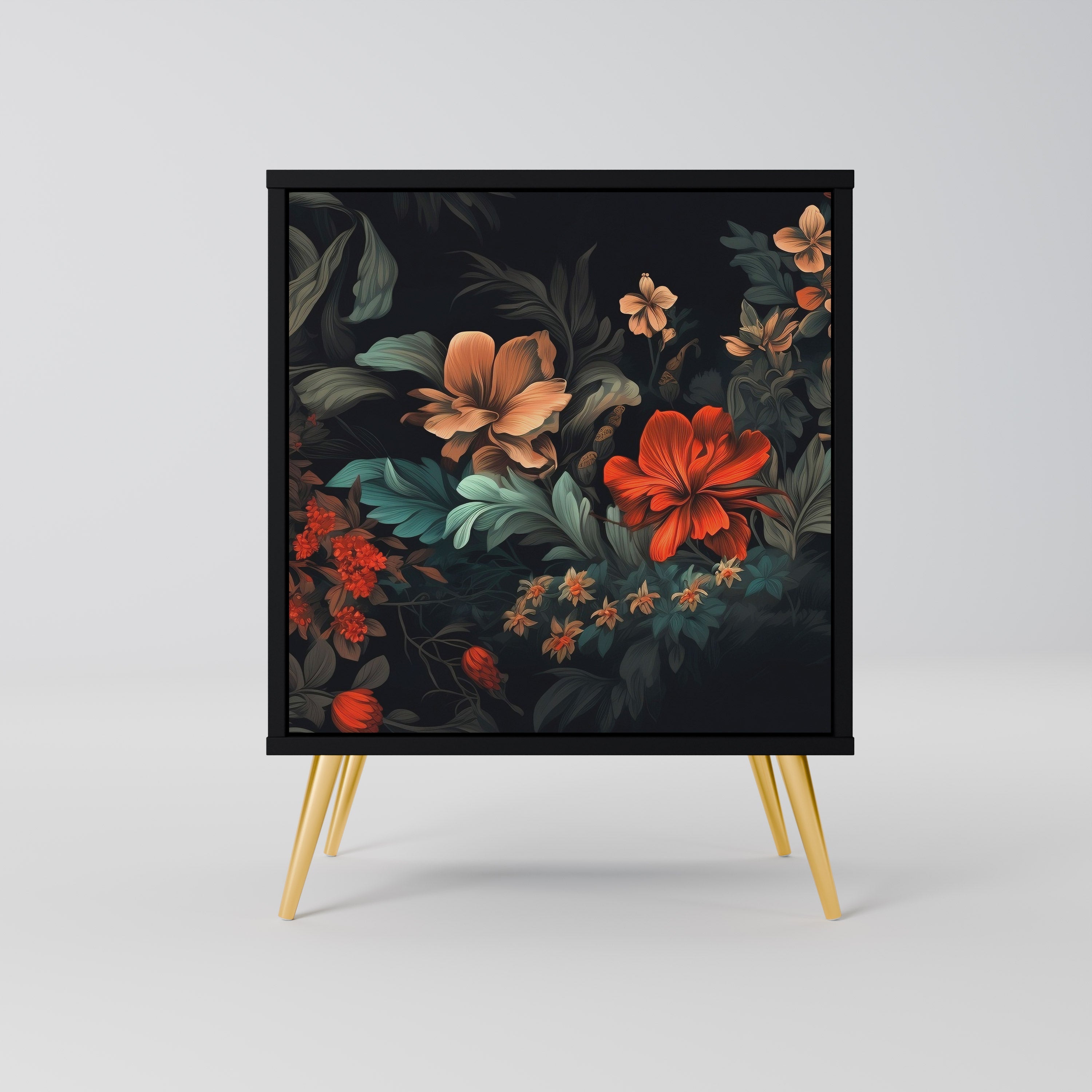 IMAGINARY BLOSSOM Aparador de 1 Porta em Acabamento Preto