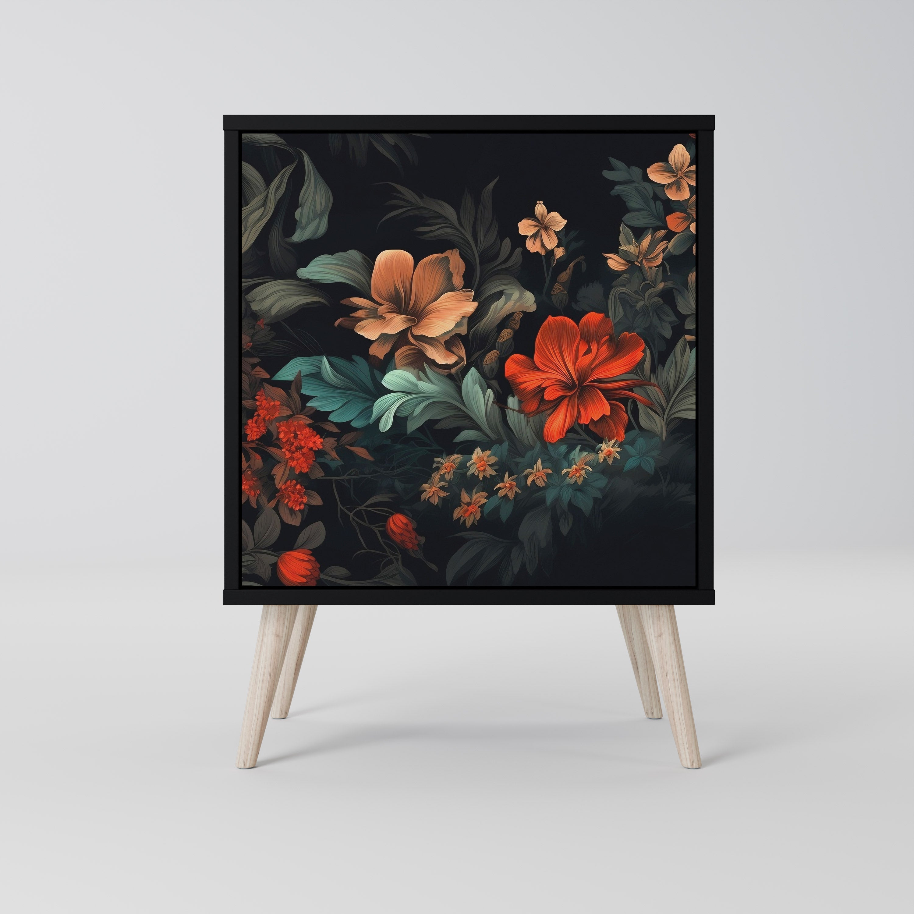 IMAGINARY BLOSSOM Aparador de 1 Porta em Acabamento Preto