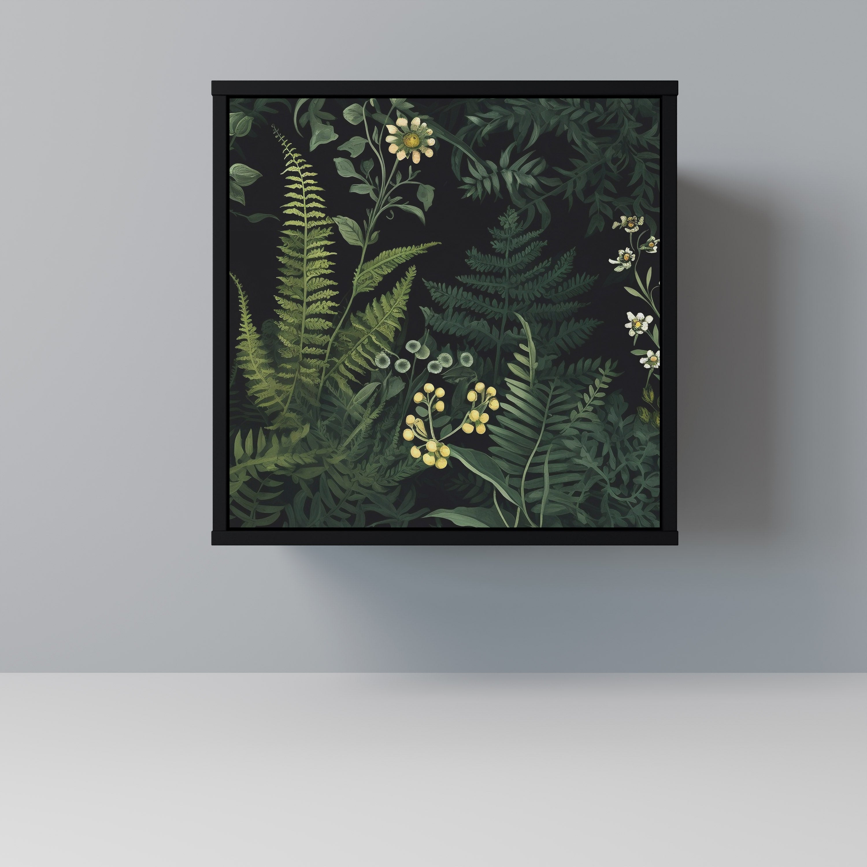 FERN FLOWERS Aparador de 1 Porta em Acabamento Preto