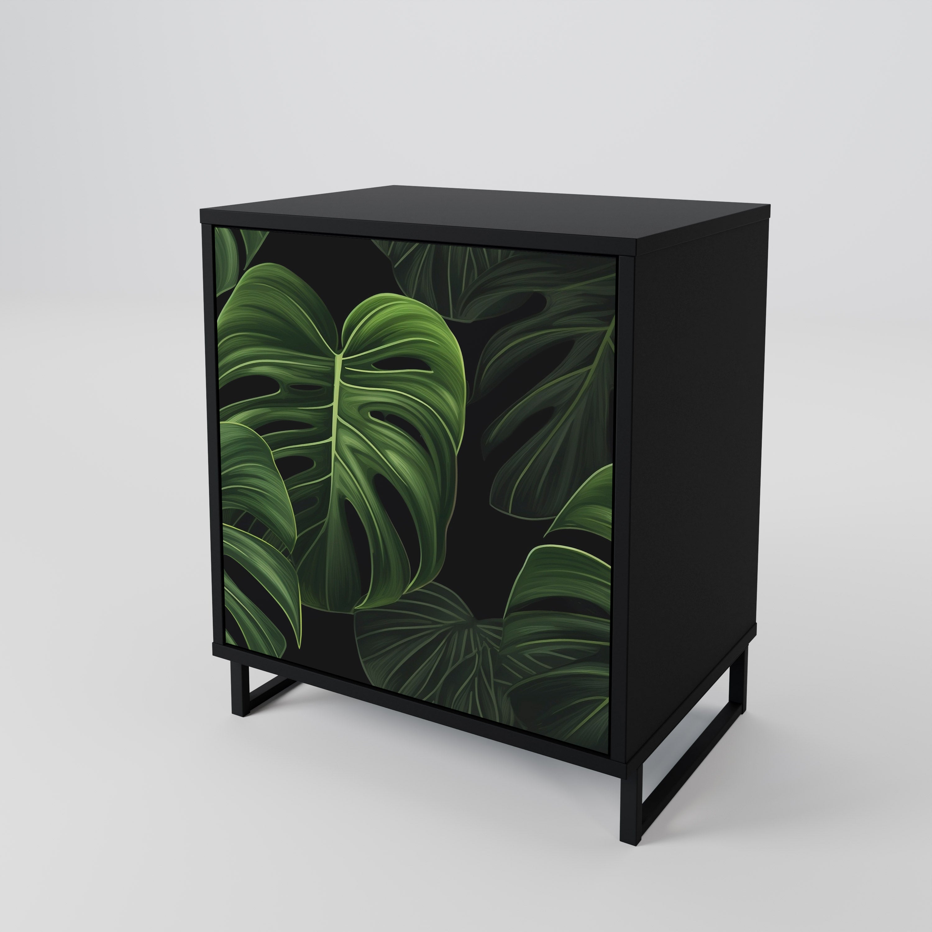 INFINITE MONSTERA Aparador de 1 Porta em Acabamento Preto