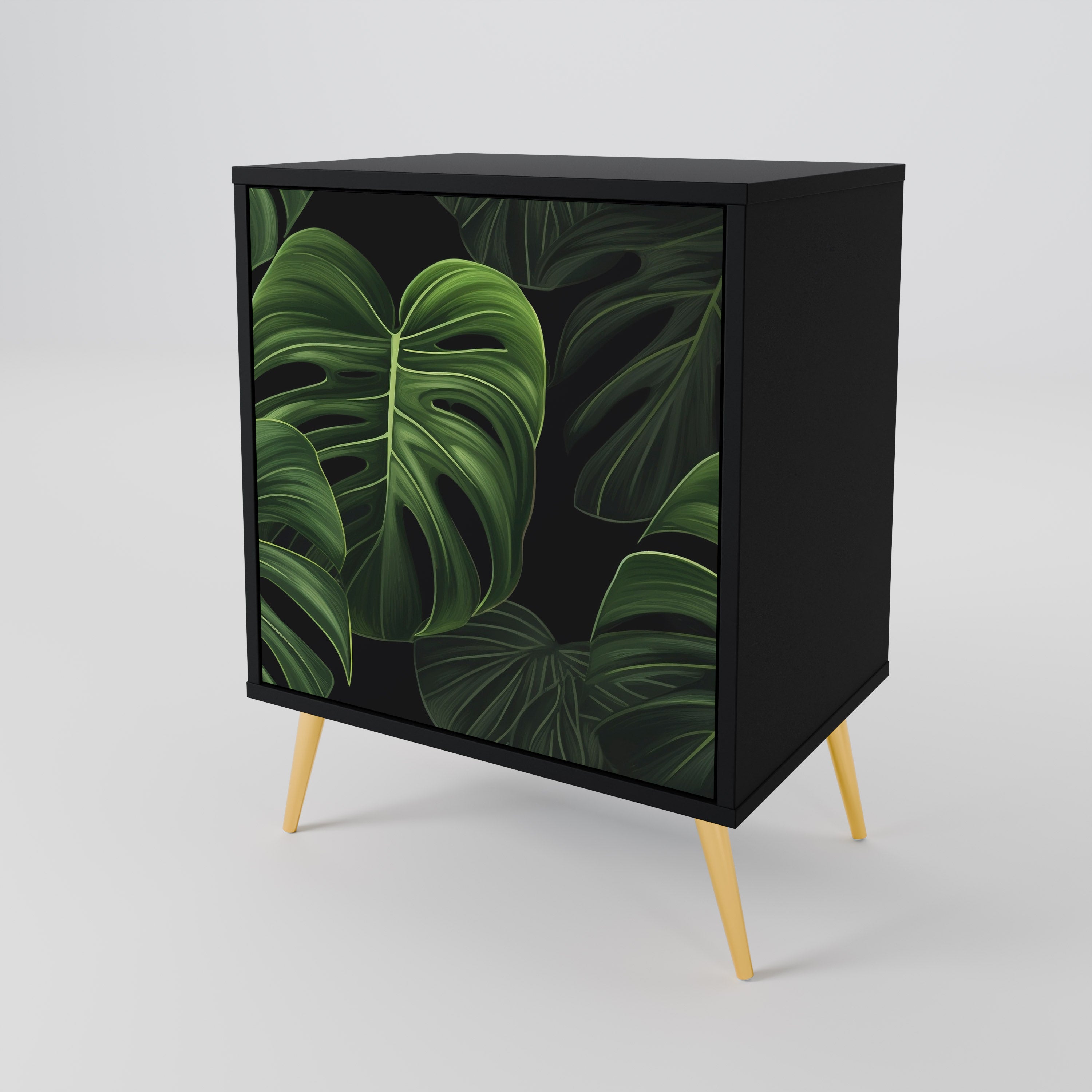 INFINITE MONSTERA Aparador de 1 Porta em Acabamento Preto