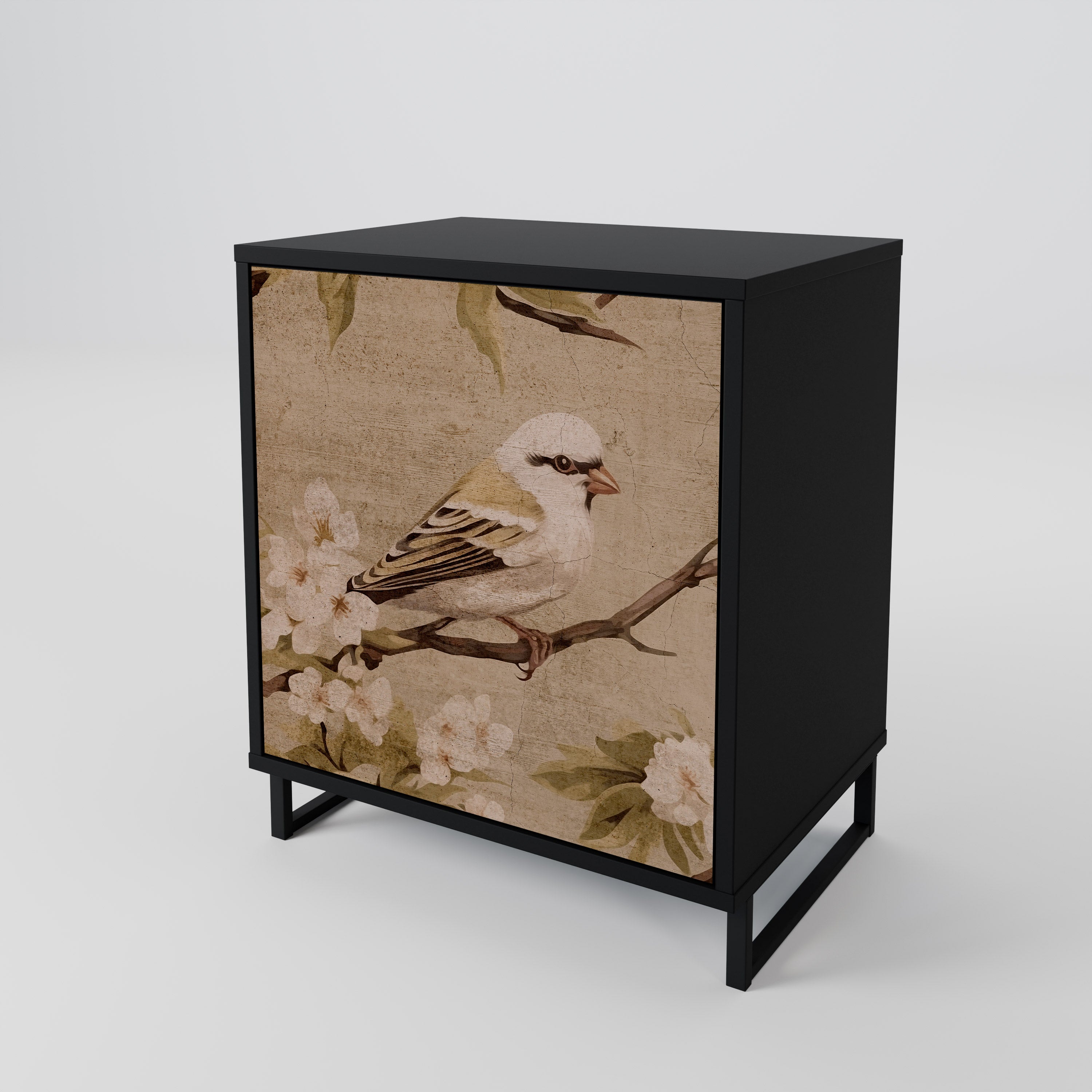 PETAL DISTINGUISH Aparador de 1 Porta em Acabamento Preto