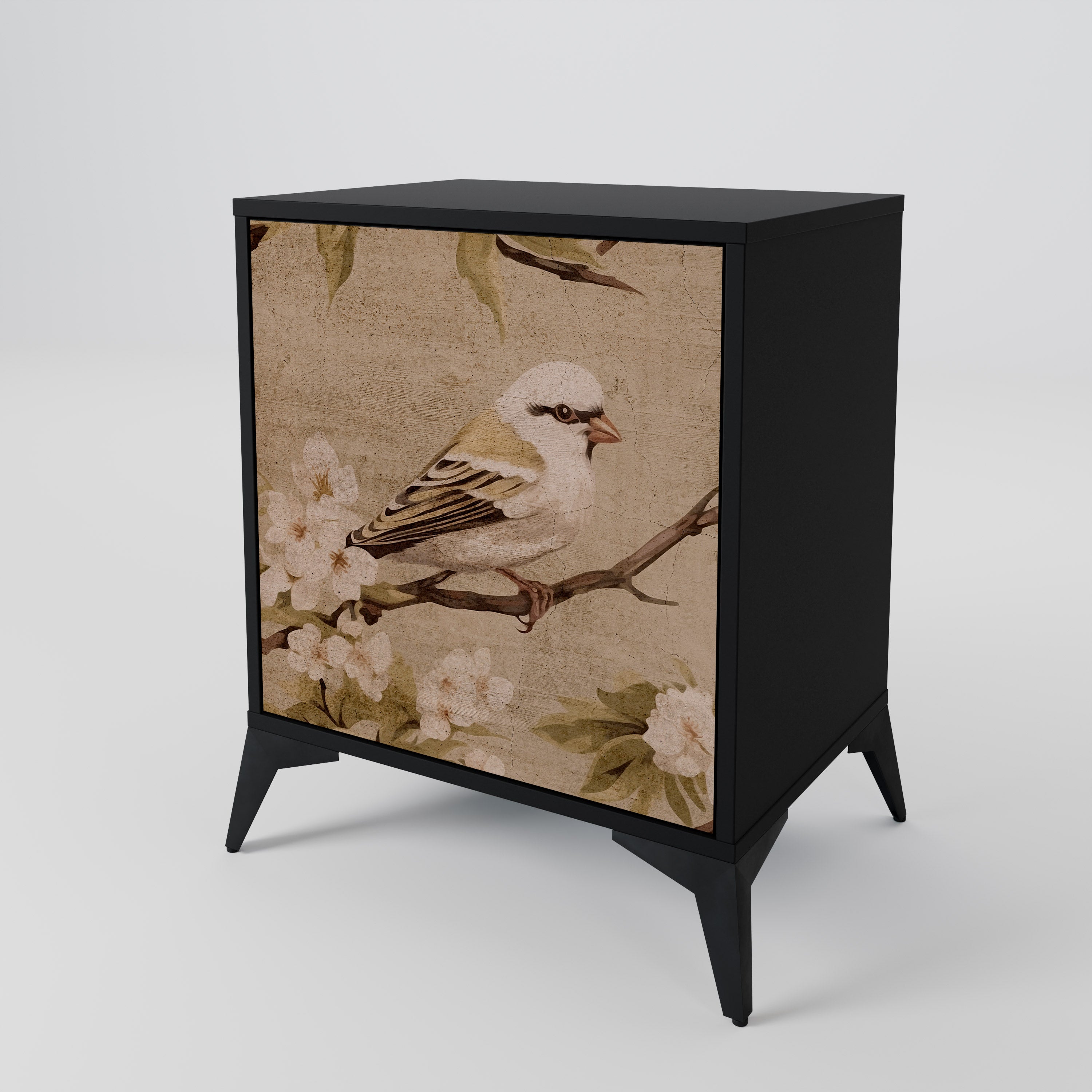 PETAL DISTINGUISH Aparador de 1 Porta em Acabamento Preto