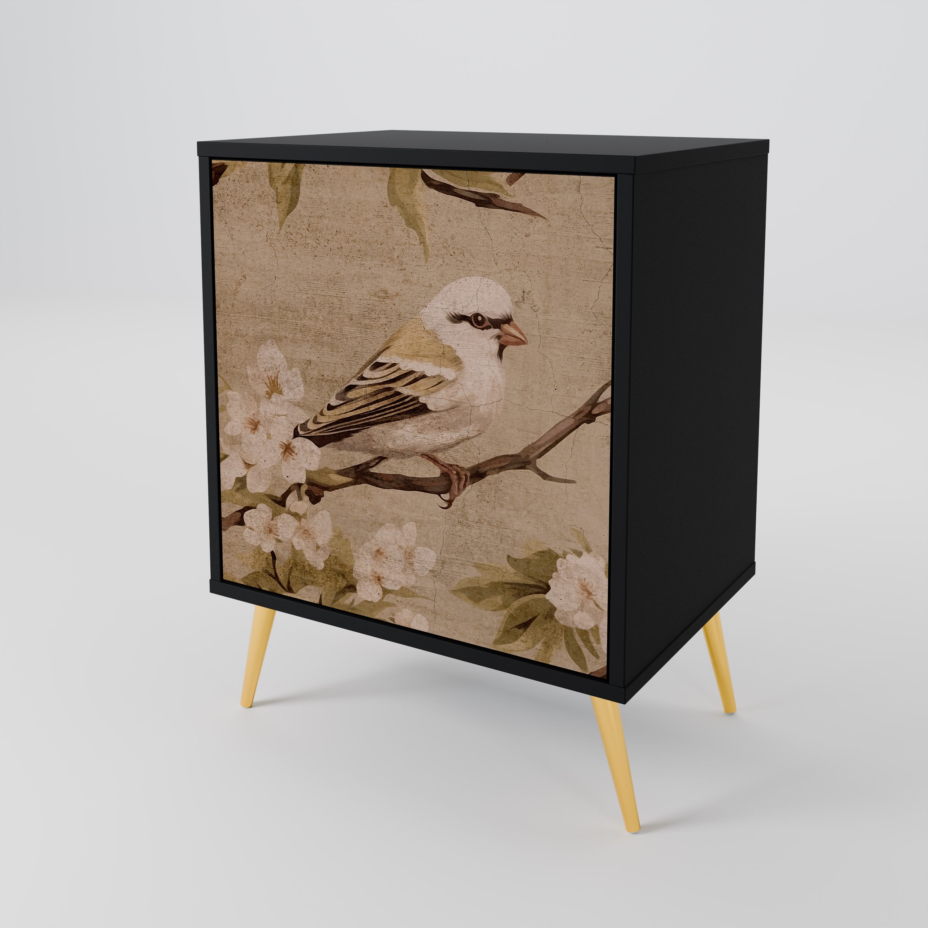 PETAL DISTINGUISH Aparador de 1 Porta em Acabamento Preto