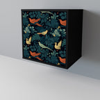 FOWL ORNAMENT 1-Door Sideboard in Black Finish