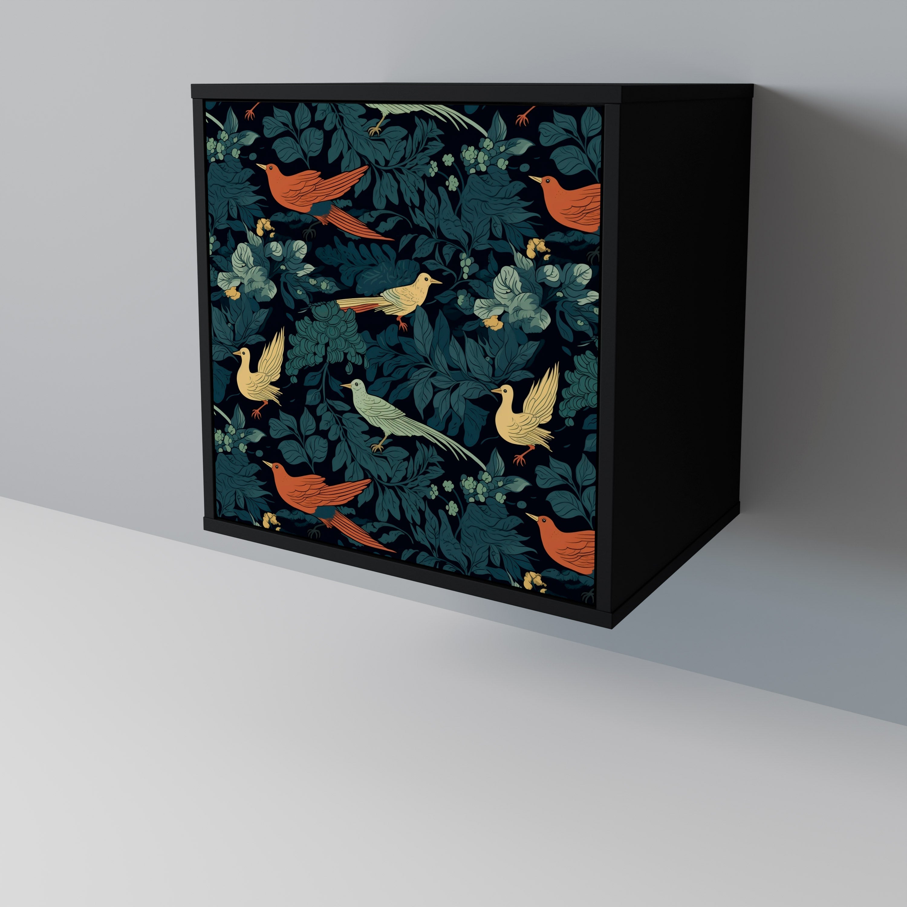 FOWL ORNAMENT 1-Door Sideboard in Black Finish