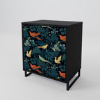 FOWL ORNAMENT 1-Door Sideboard in Black Finish