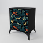 FOWL ORNAMENT 1-Door Sideboard in Black Finish