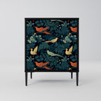 FOWL ORNAMENT 1-Door Sideboard in Black Finish