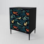 FOWL ORNAMENT 1-Door Sideboard in Black Finish