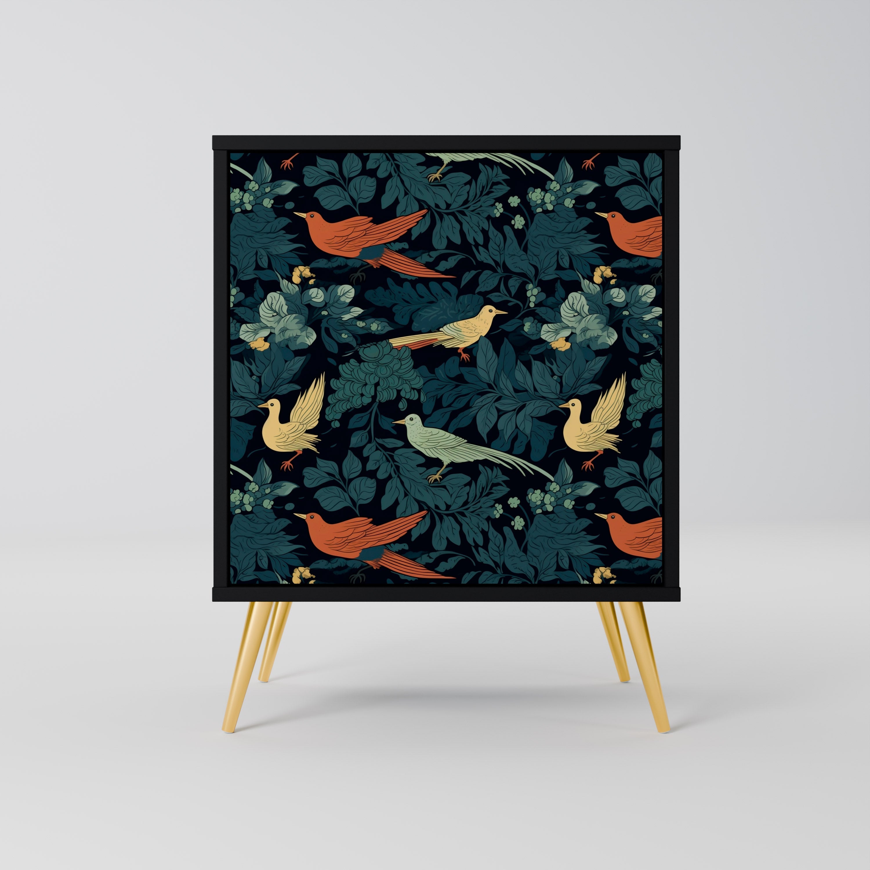 FOWL ORNAMENT Aparador de 1 Porta em Acabamento Preto