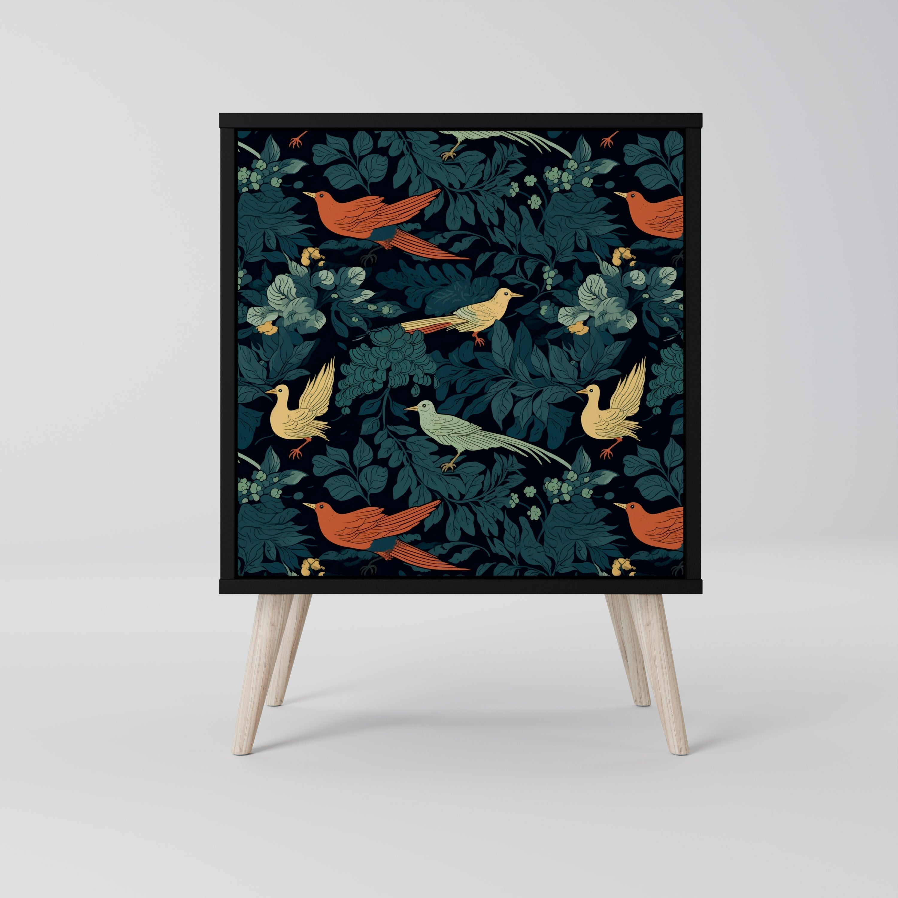 FOWL ORNAMENT Aparador de 1 Porta em Acabamento Preto